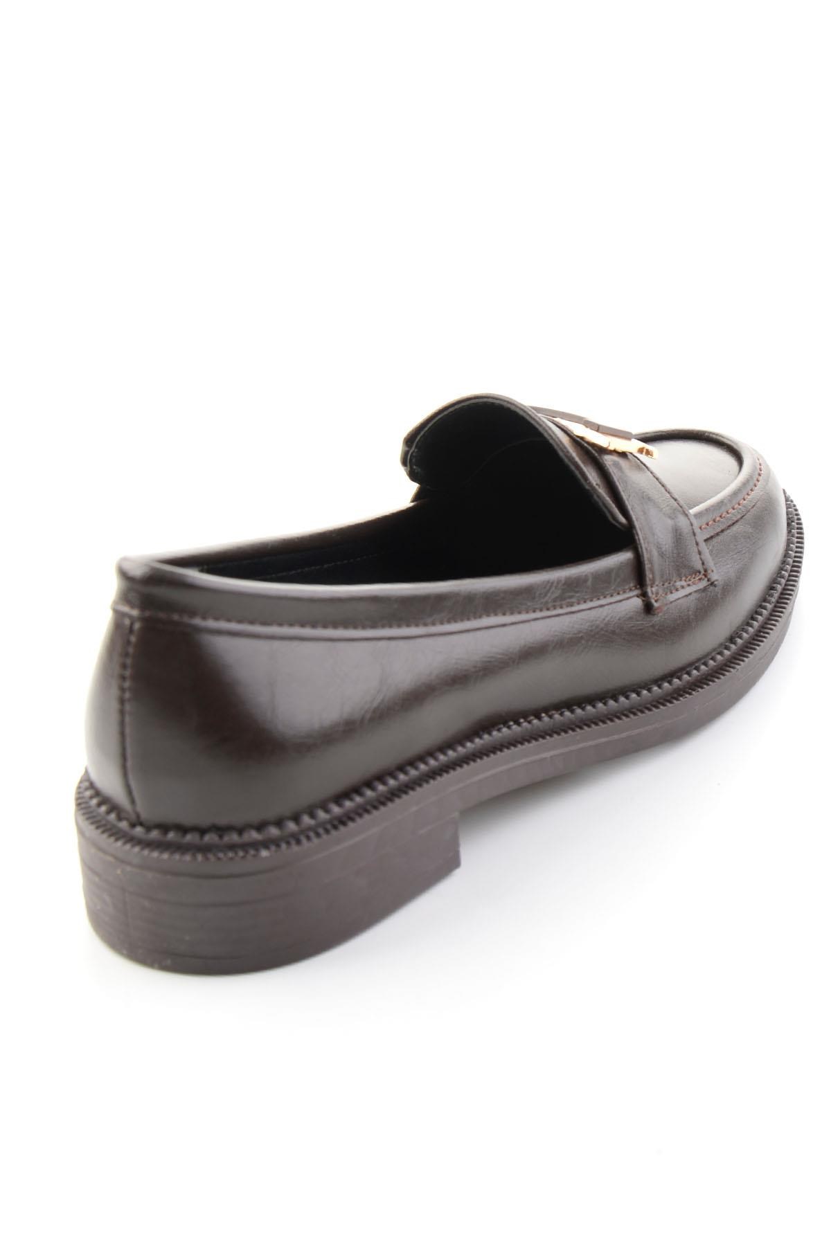 Kahve Kırışık  Kadın Loafer Ayakkabı K01216100542