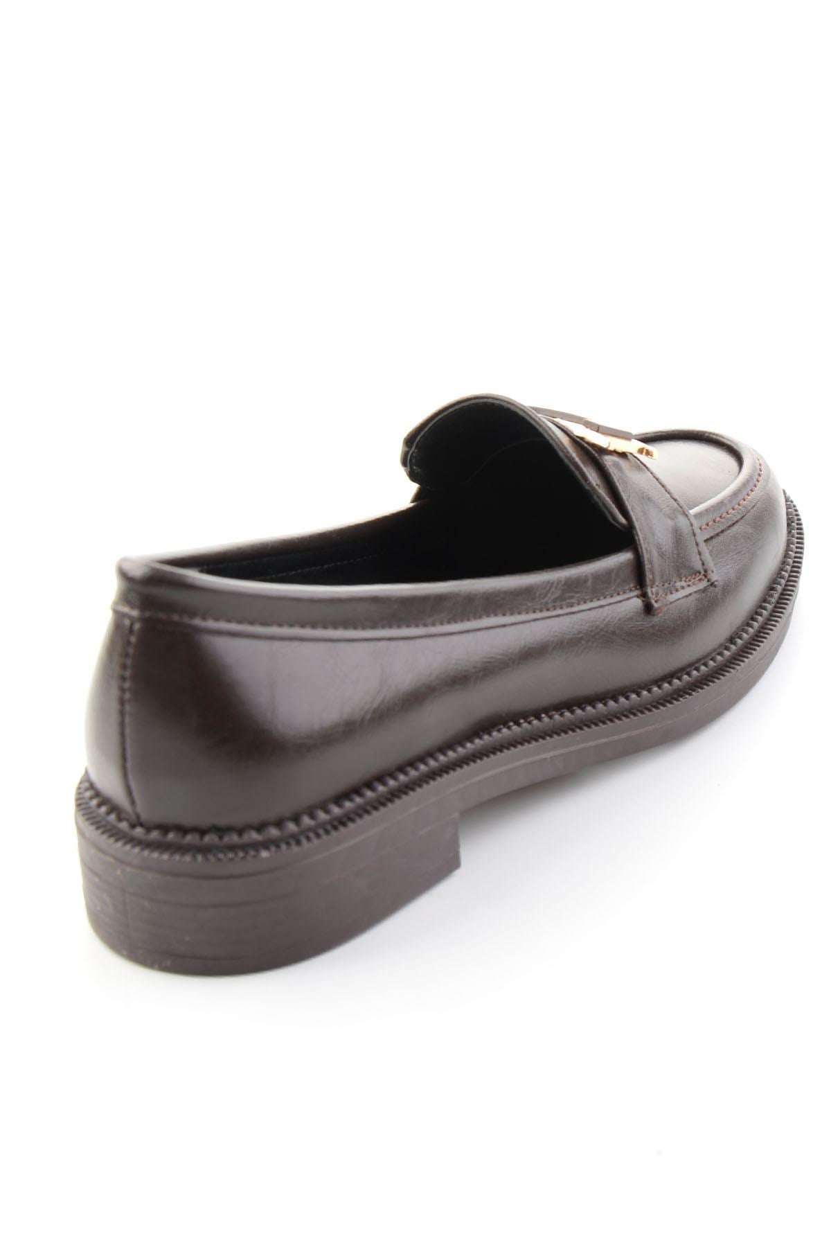 Kahve Kırışık  Kadın Loafer Ayakkabı K01216100542