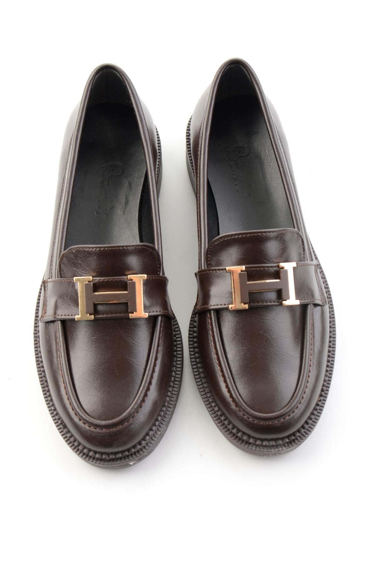 Kahve Kırışık  Kadın Loafer Ayakkabı K01216100542