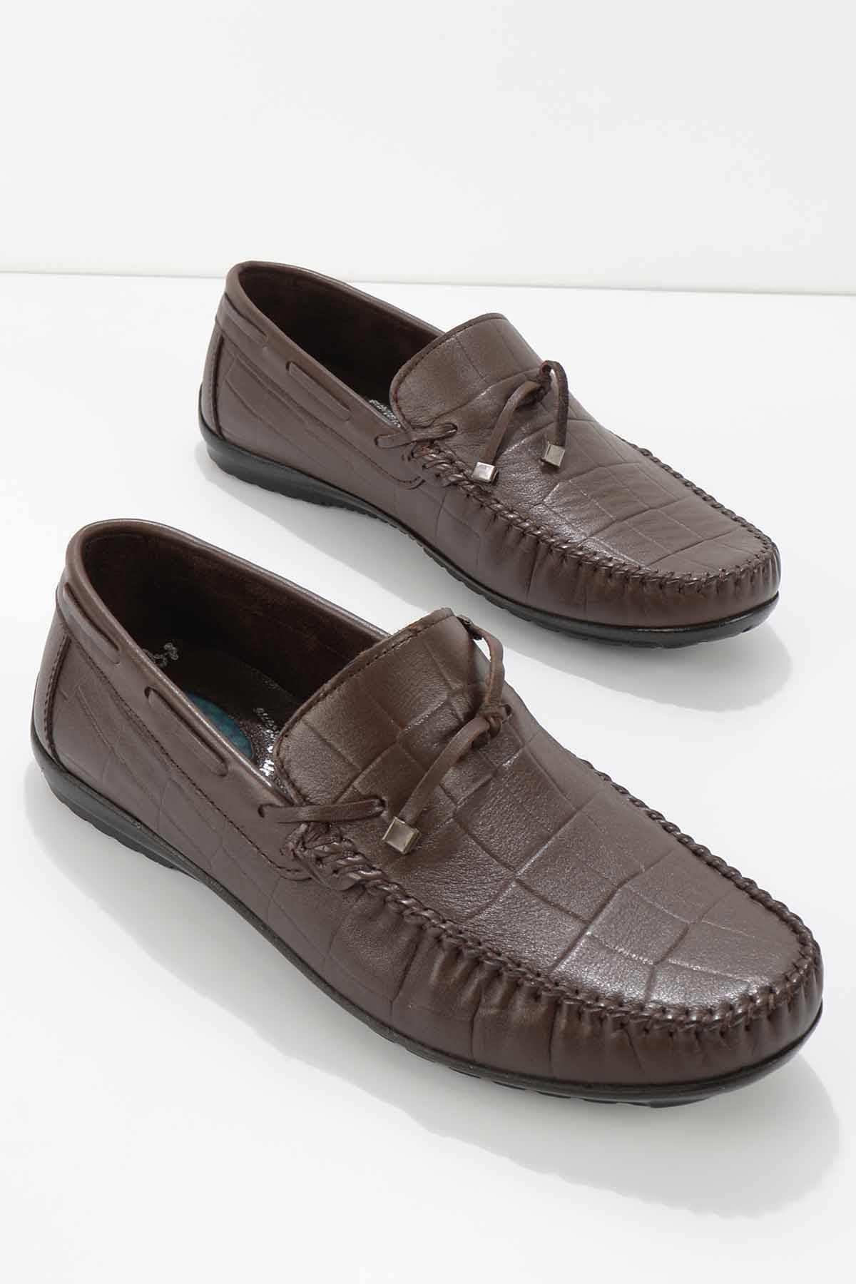 Kahve Kroko Hakiki Deri Erkek Loafer Ayakkabı E01811229911