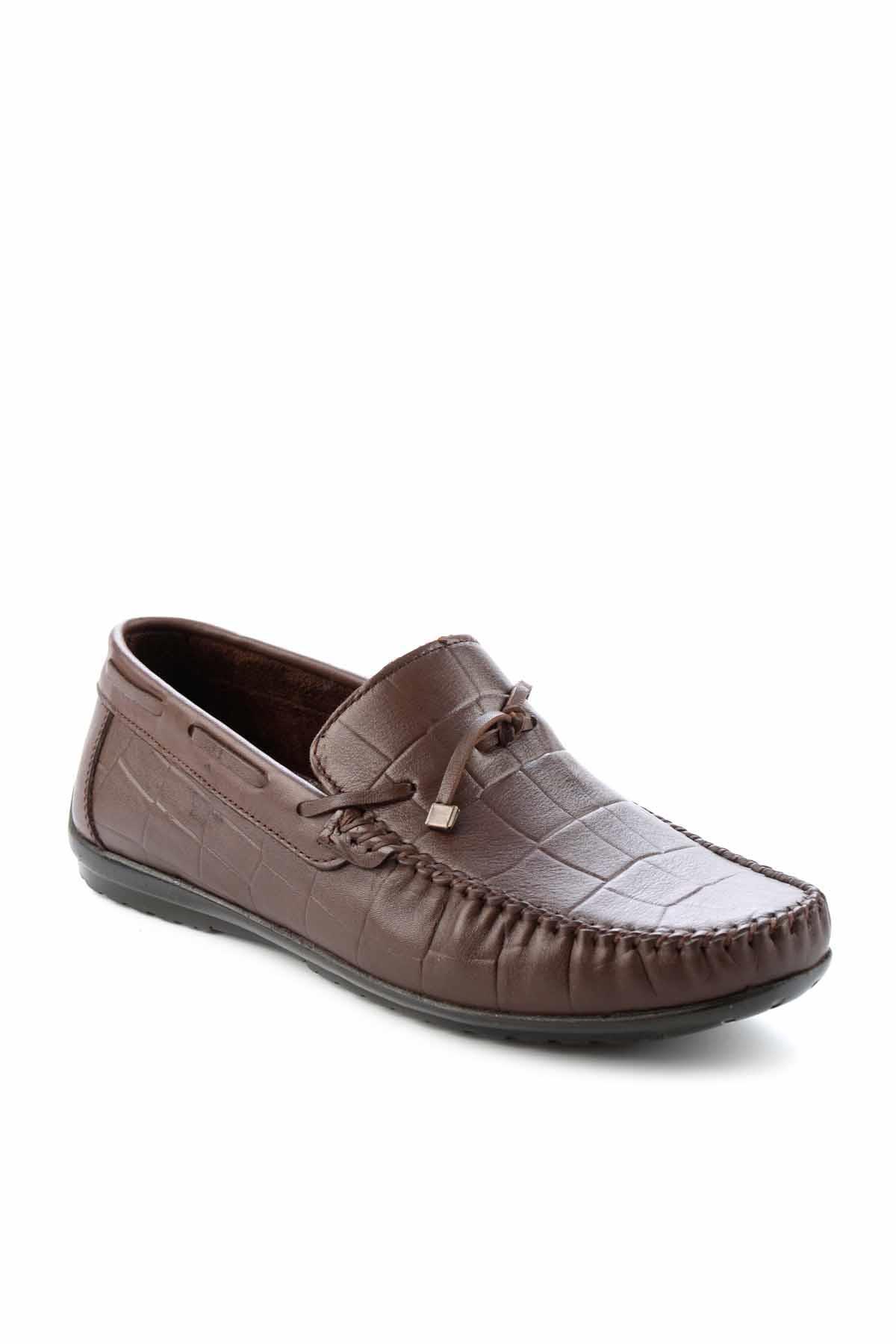 Kahve Kroko Hakiki Deri Erkek Loafer Ayakkabı E01811229911