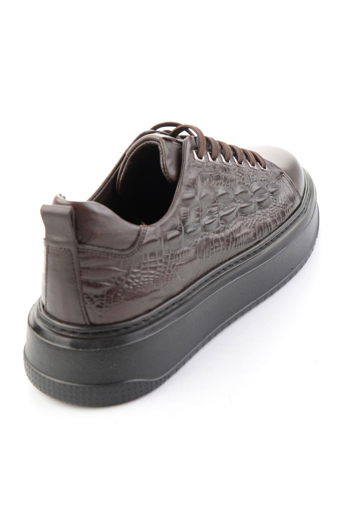 Kahve Kroko Hakiki Deri Erkek Sneaker E01398070911