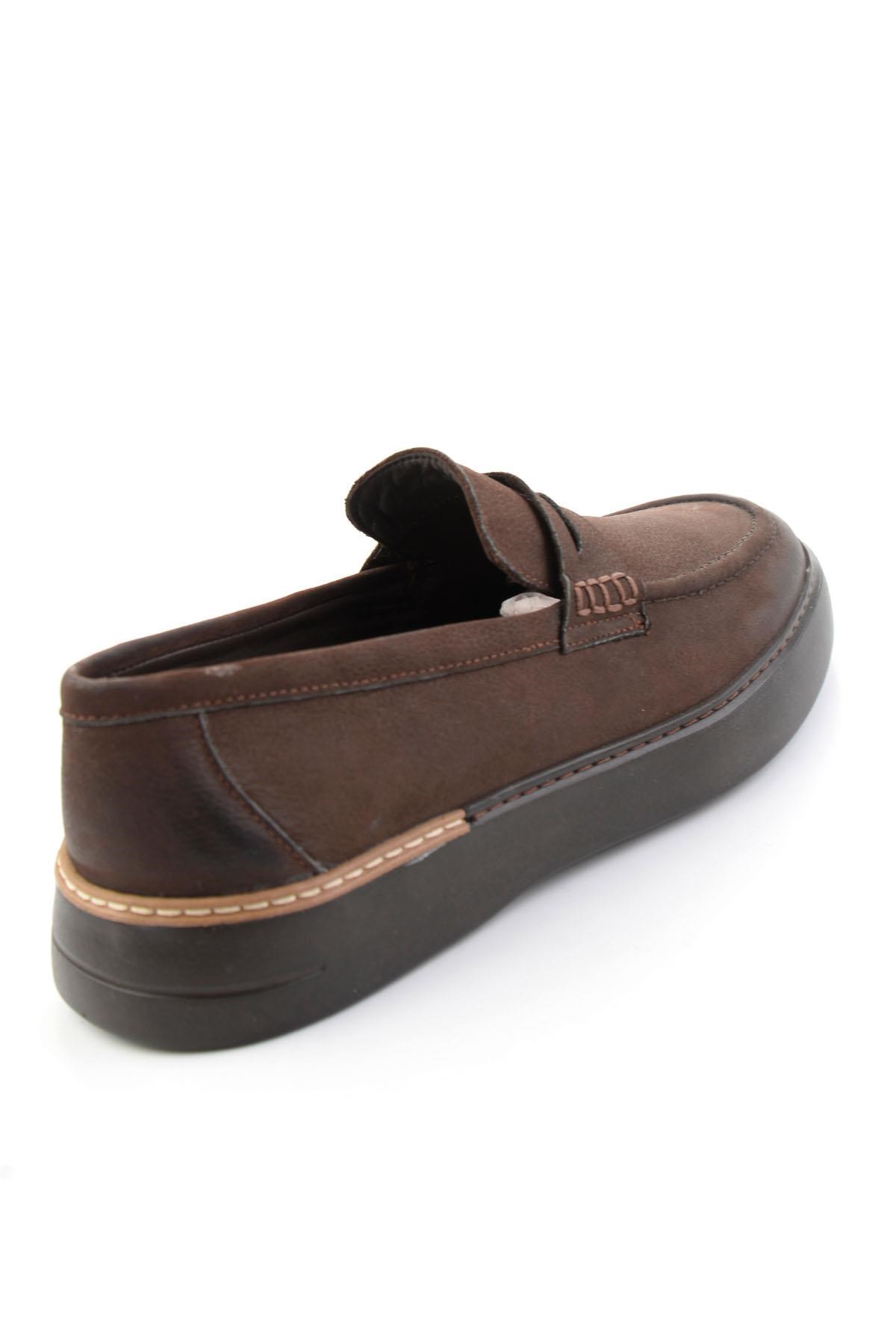 Kahve Nubuk Hakiki Deri Erkek Loafer Ayakkabı E01089009701