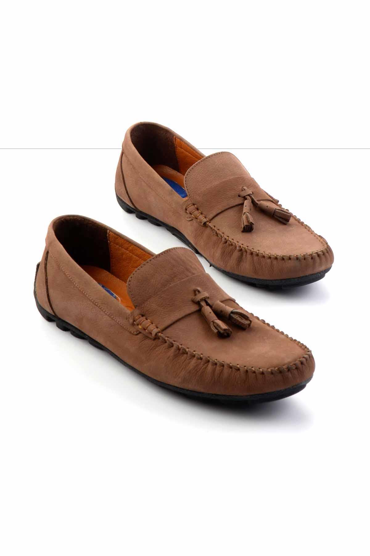 Kahve Nubuk Hakiki Deri Erkek Loafer Ayakkabı E01733033701