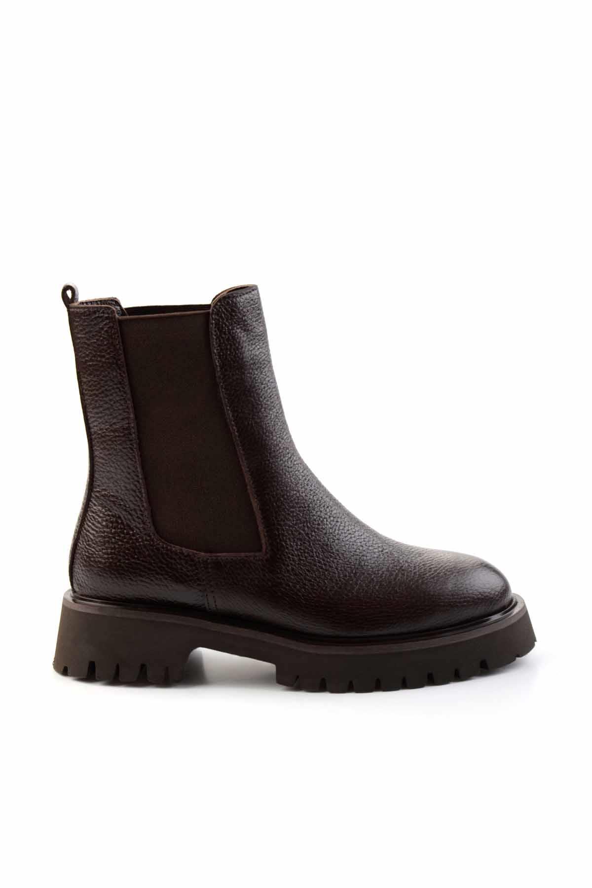 Kahve Rolax Hakiki Deri Kadın Bot & Bootie K02044001145
