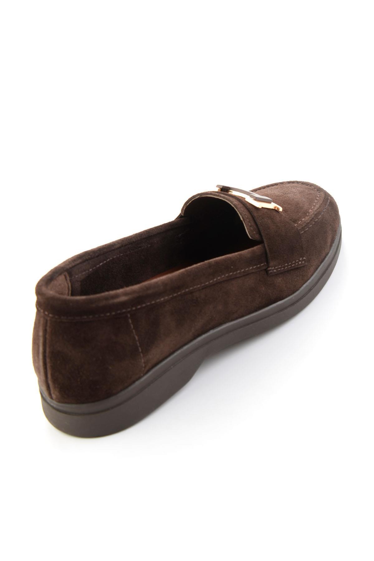 Kahve Süet Hakiki Deri Kadın Loafer Ayakkabı K01045358002