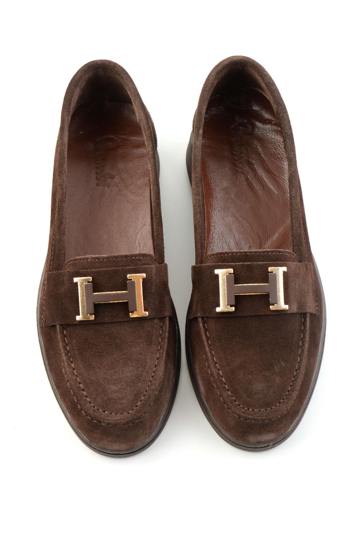Kahve Süet Hakiki Deri Kadın Loafer Ayakkabı K01045358002