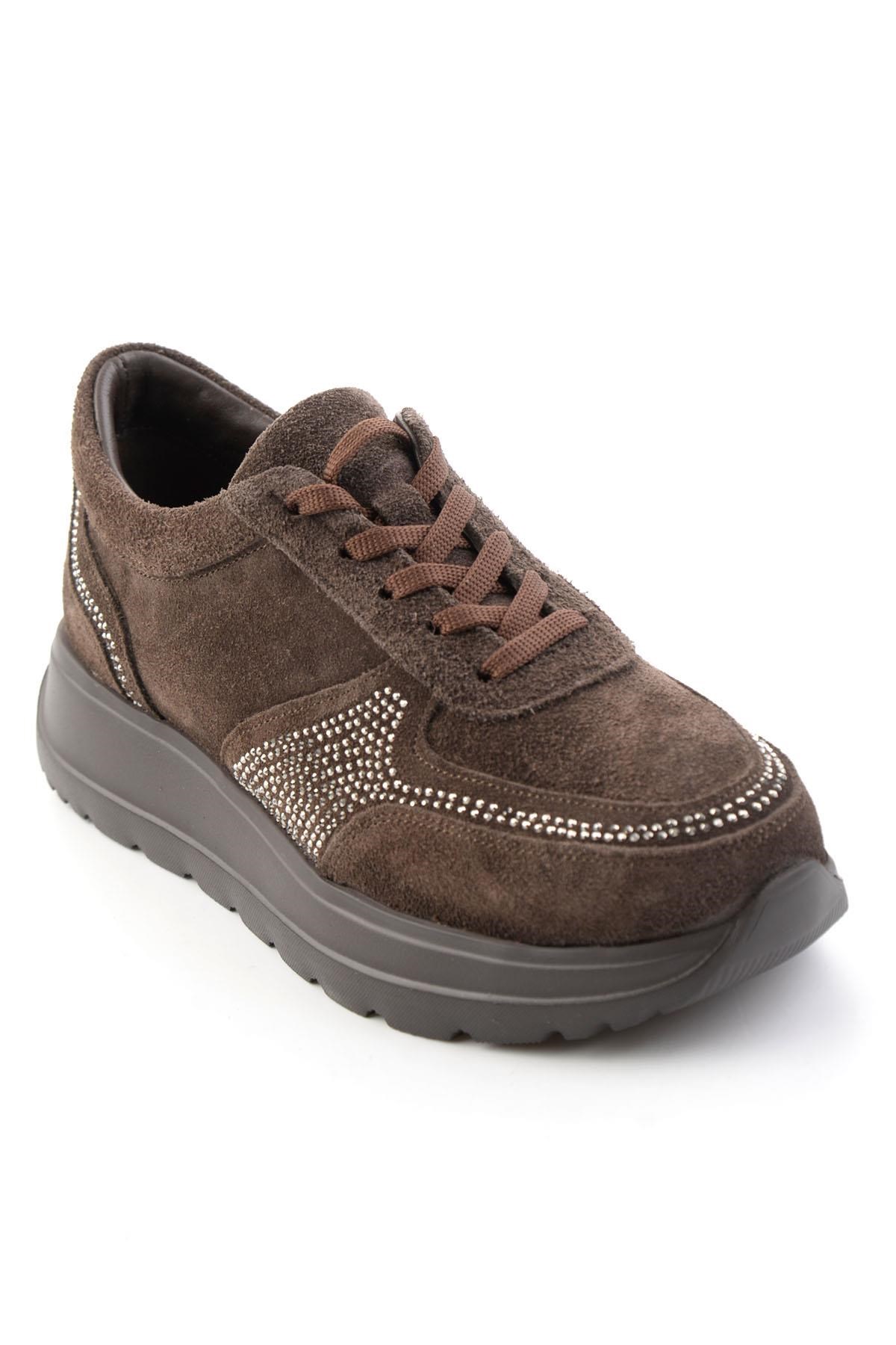 Kahve Süet Hakiki Deri Kadın Sneaker K01753051402