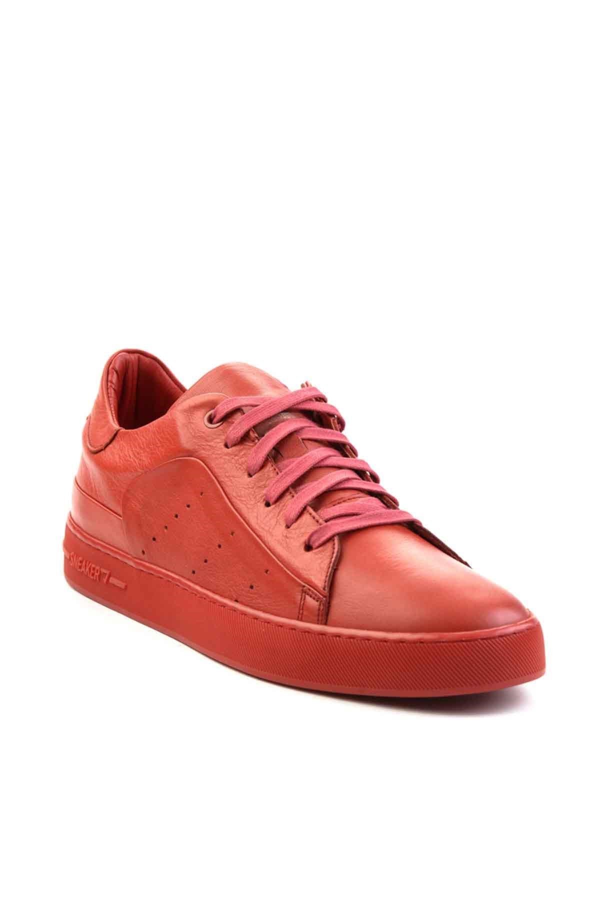 Kırmızı Hakiki Deri Erkek Sneaker E01587000503