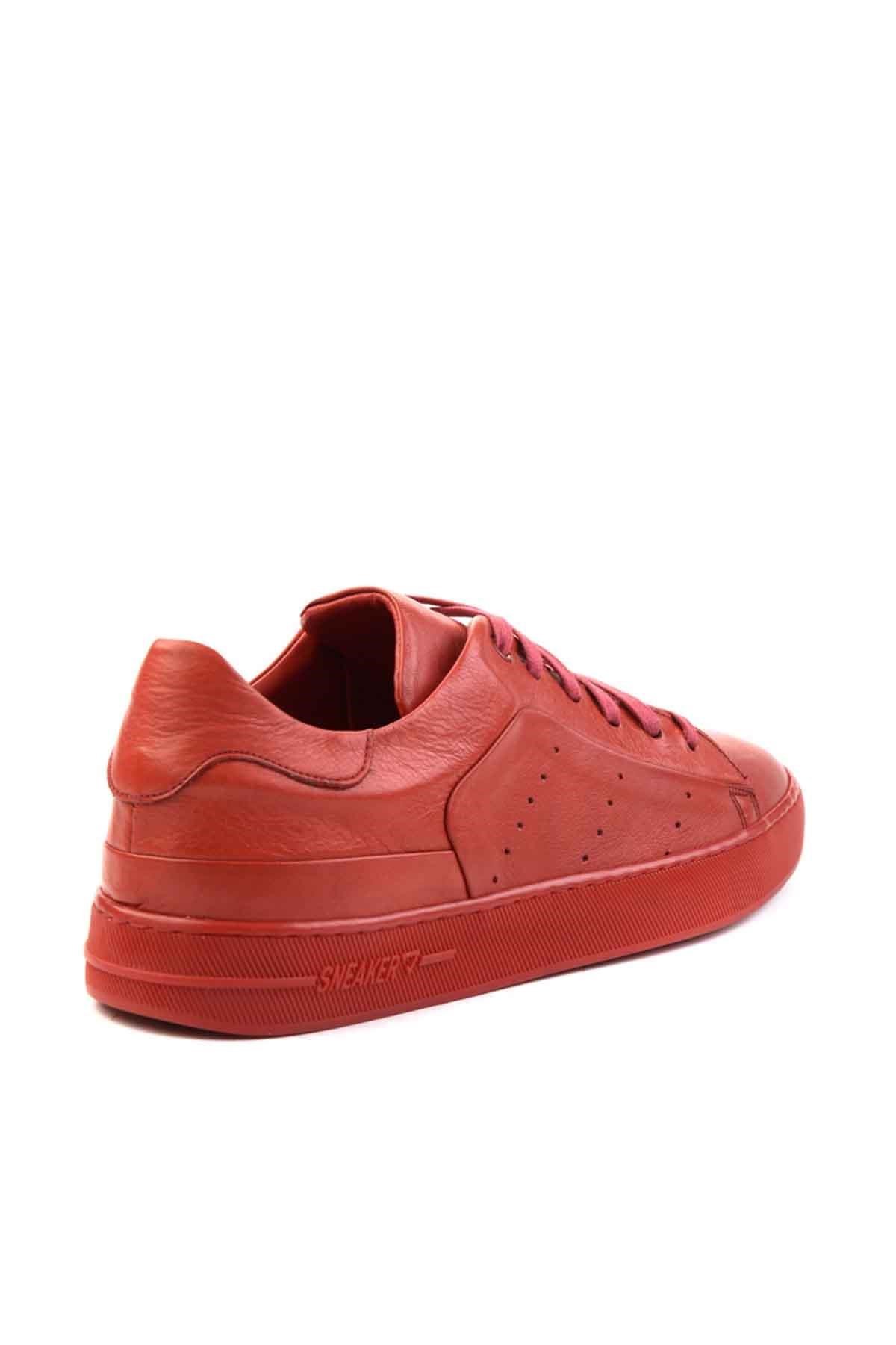 Kırmızı Hakiki Deri Erkek Sneaker E01587000503
