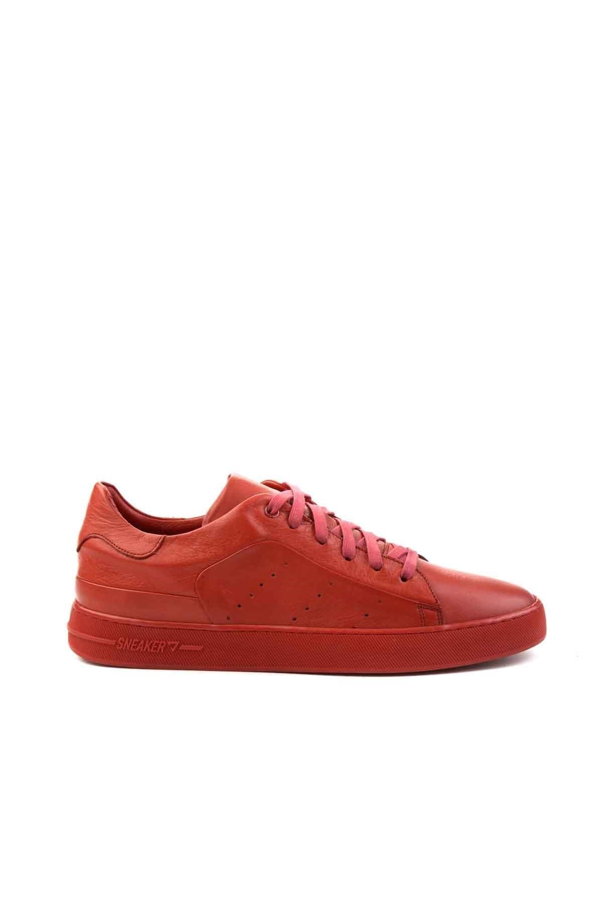 Kırmızı Hakiki Deri Erkek Sneaker E01587000503