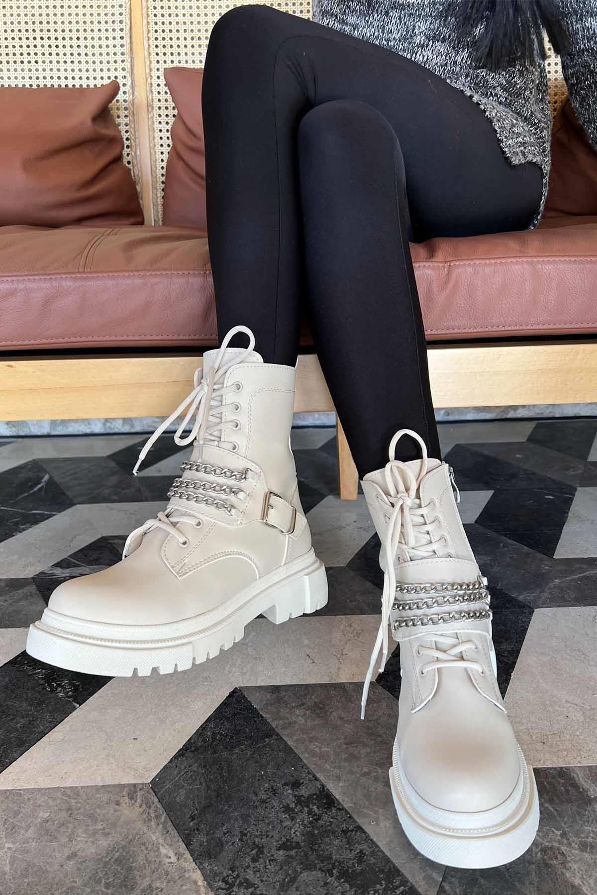 Krem  Kadın Bot & Bootie K02578000709