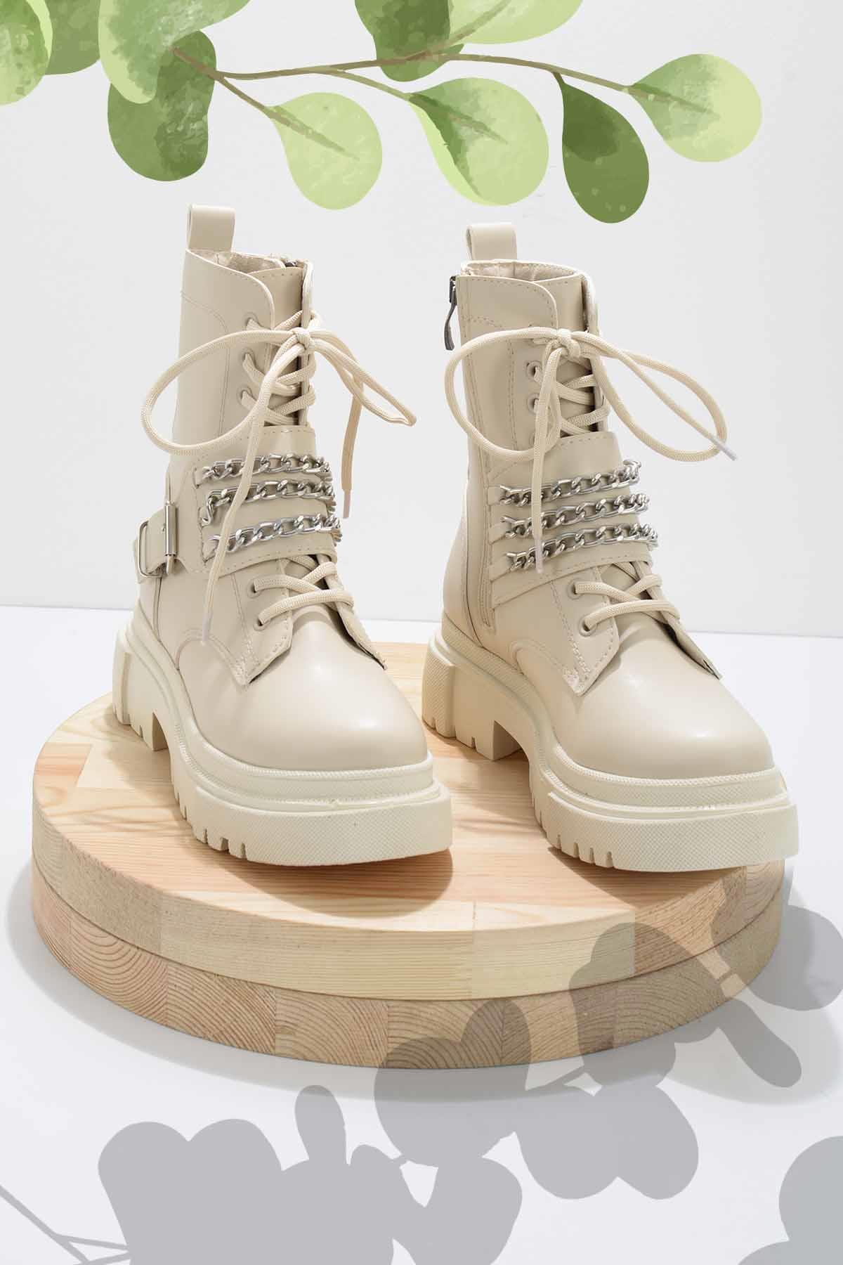 Krem  Kadın Bot & Bootie K02578000709