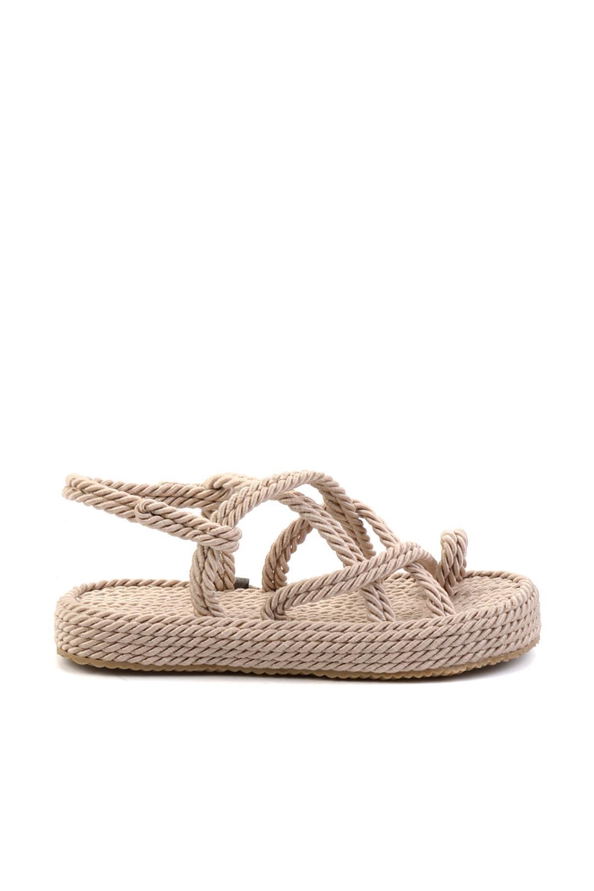 Krem  Kadın Sandalet K05787020476