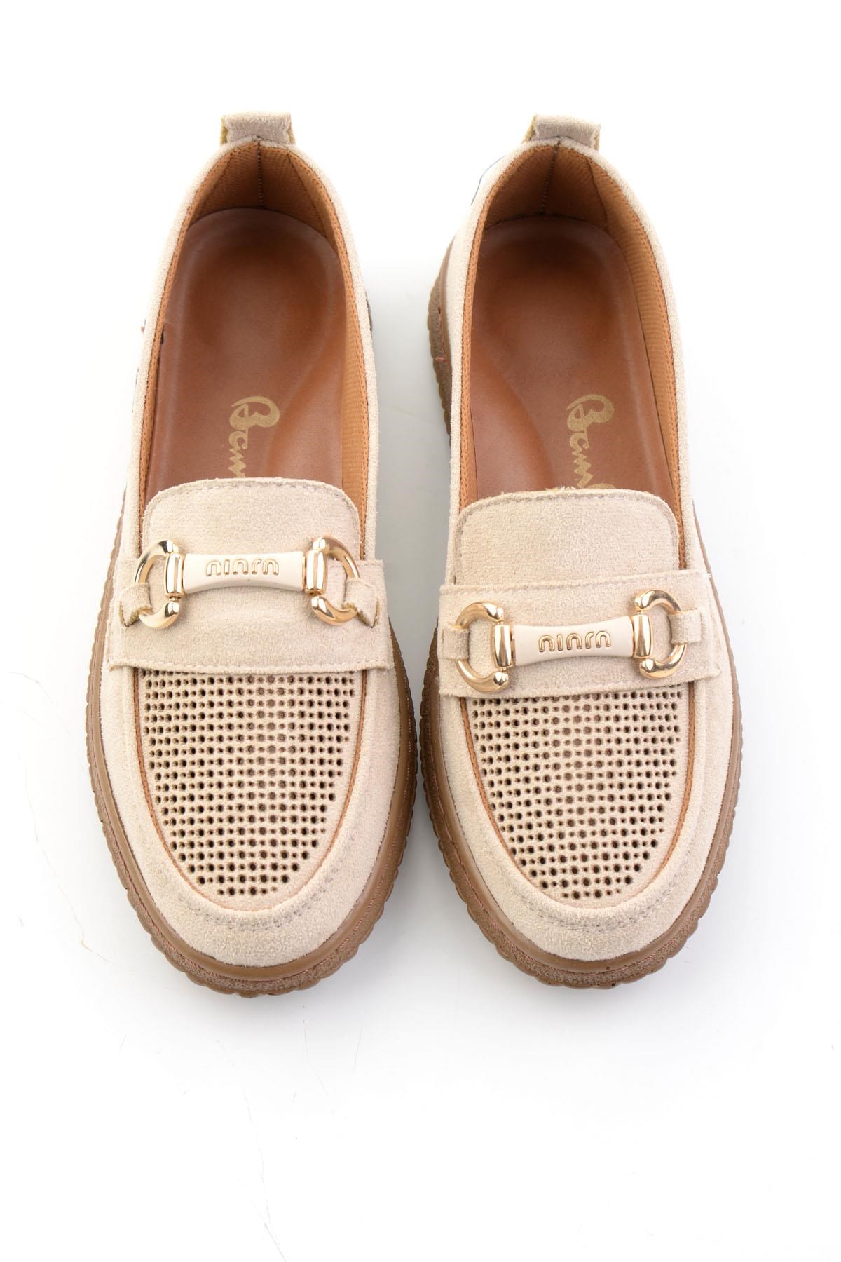 Krem Süet  Kadın Loafer Ayakkabı K01536105272