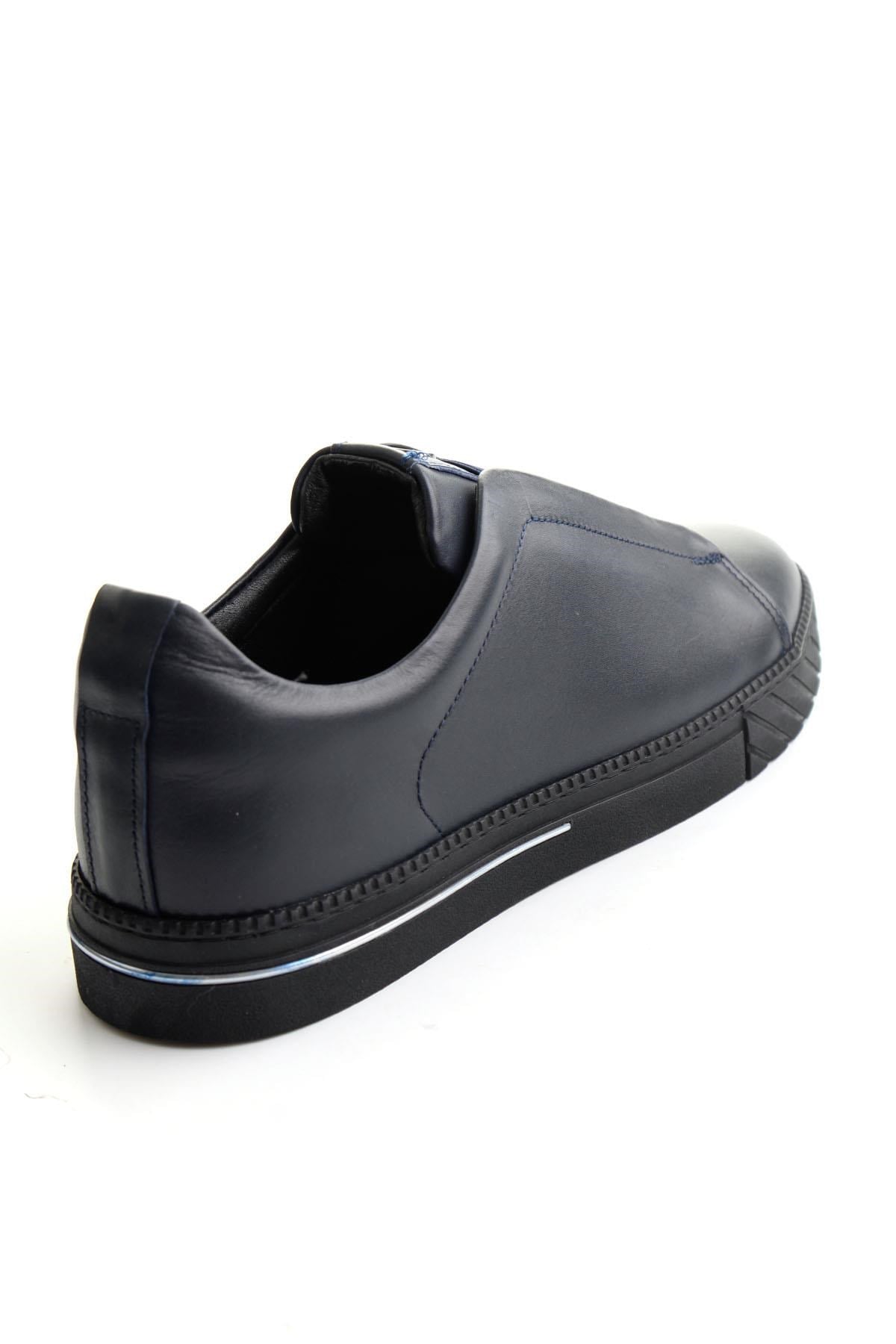 Lacivert Antik Hakiki Deri Erkek Sneaker E01610197141