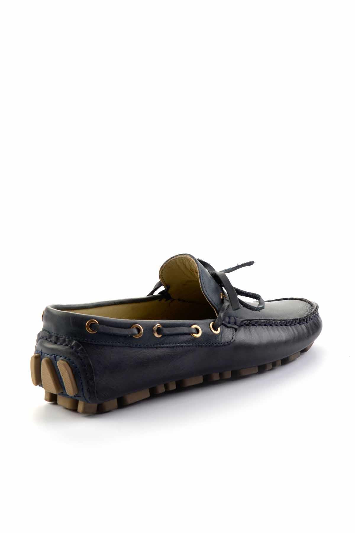 Lacivert Floter Hakiki Deri Erkek Loafer Ayakkabı E01395332140