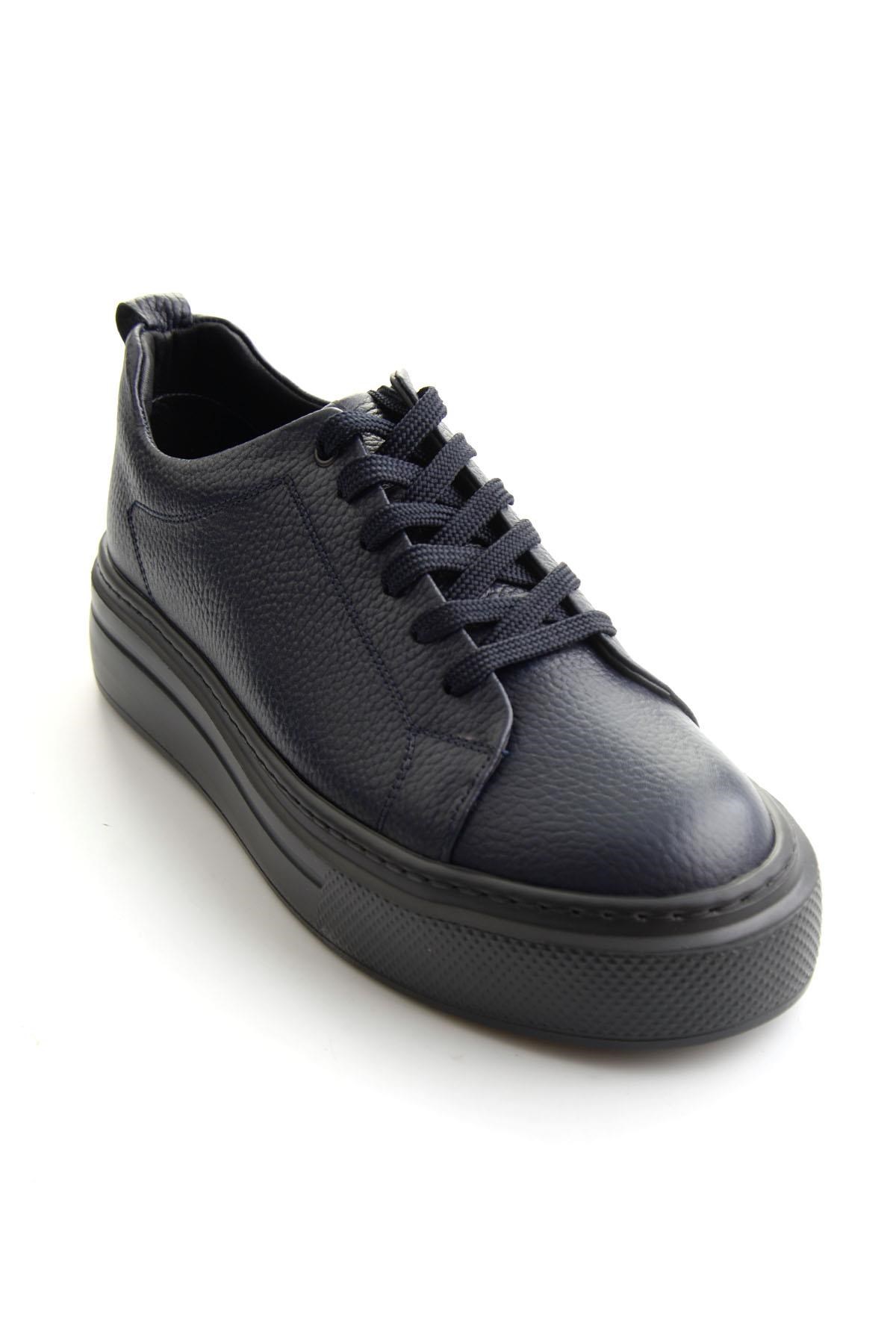 Lacivert Floter Hakiki Deri Erkek Sneaker E01089009540