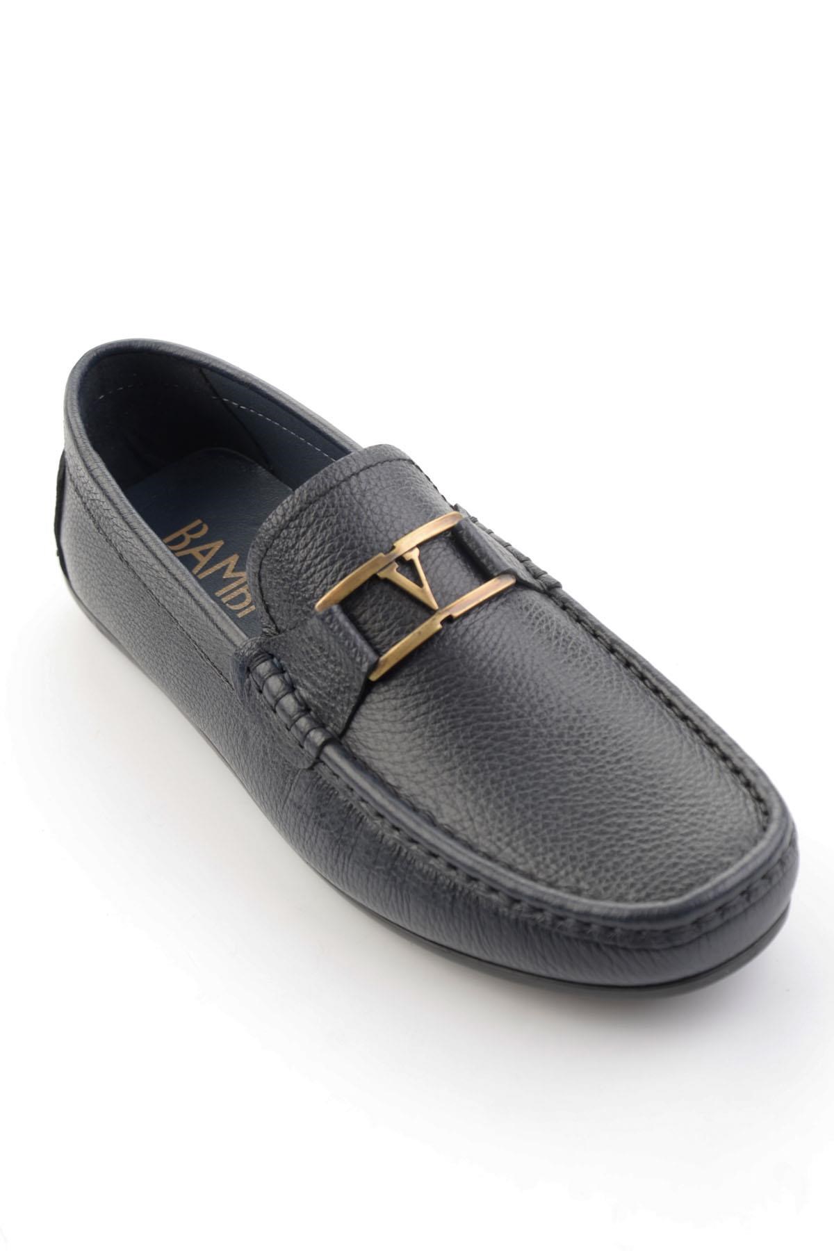 Lacivert Hakiki Deri Erkek Loafer Ayakkabı E01648599440