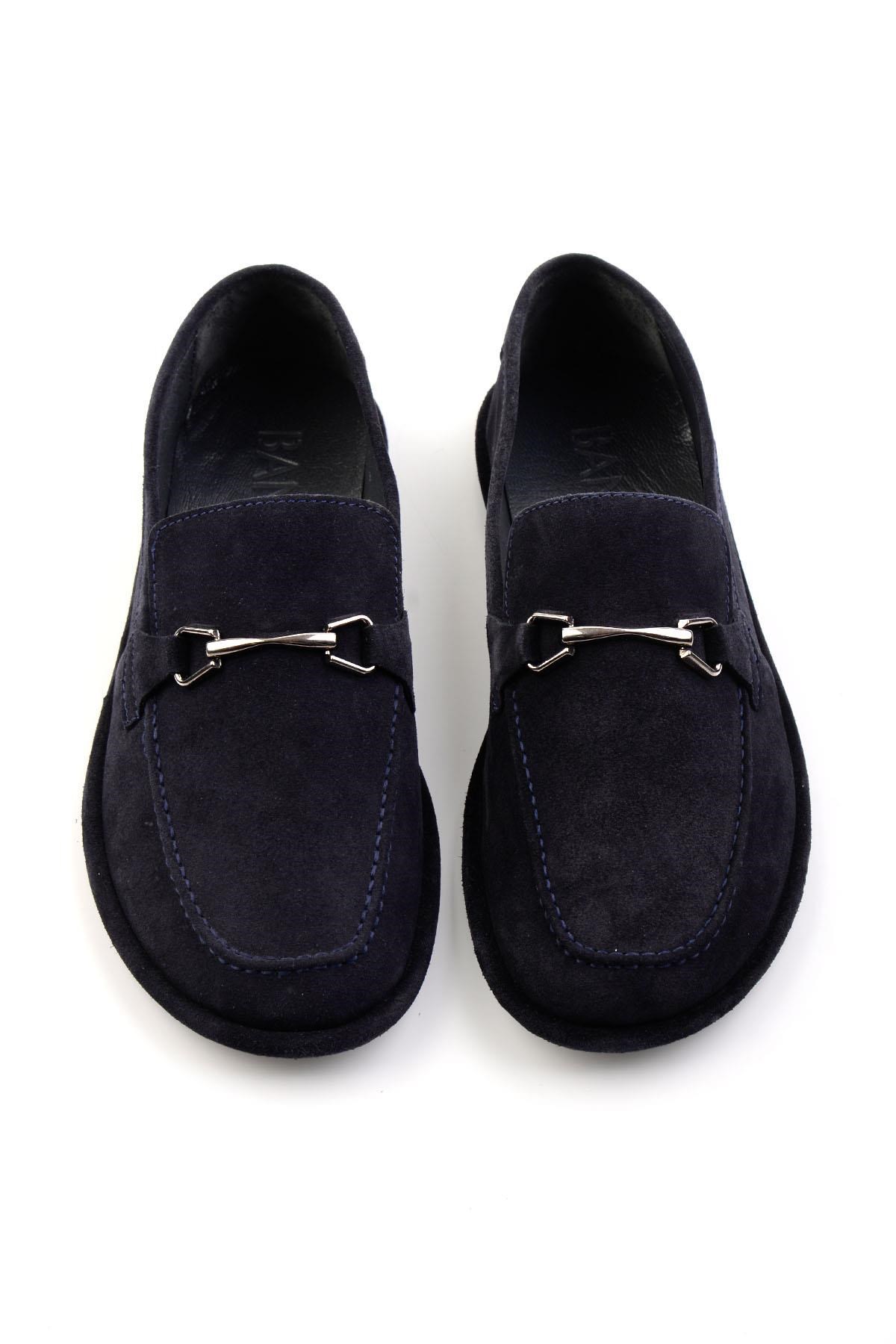 Lacivert Hakiki Deri Erkek Loafer Ayakkabı E01070240102