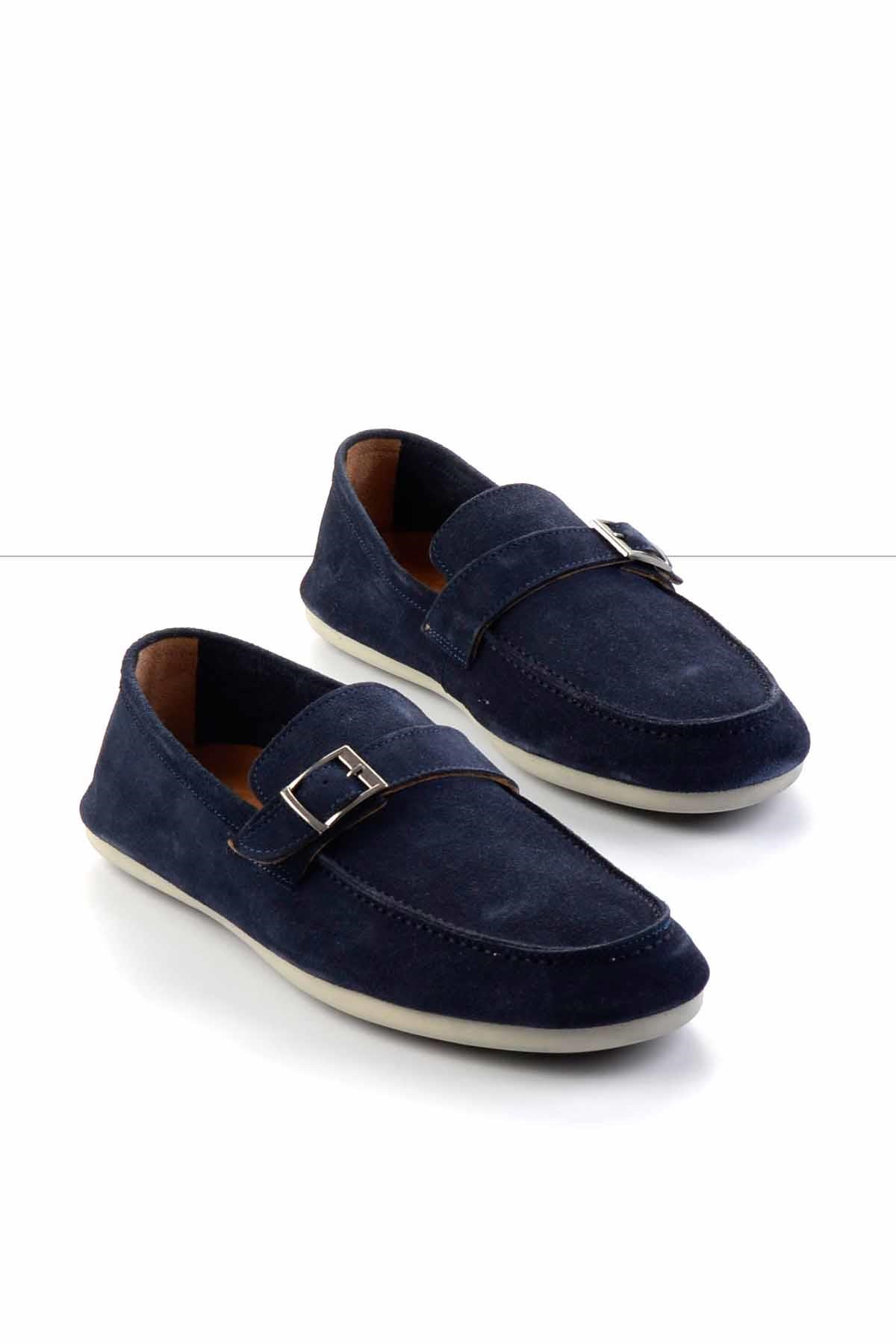 Lacivert Hakiki Deri Erkek Loafer Ayakkabı E01304406502