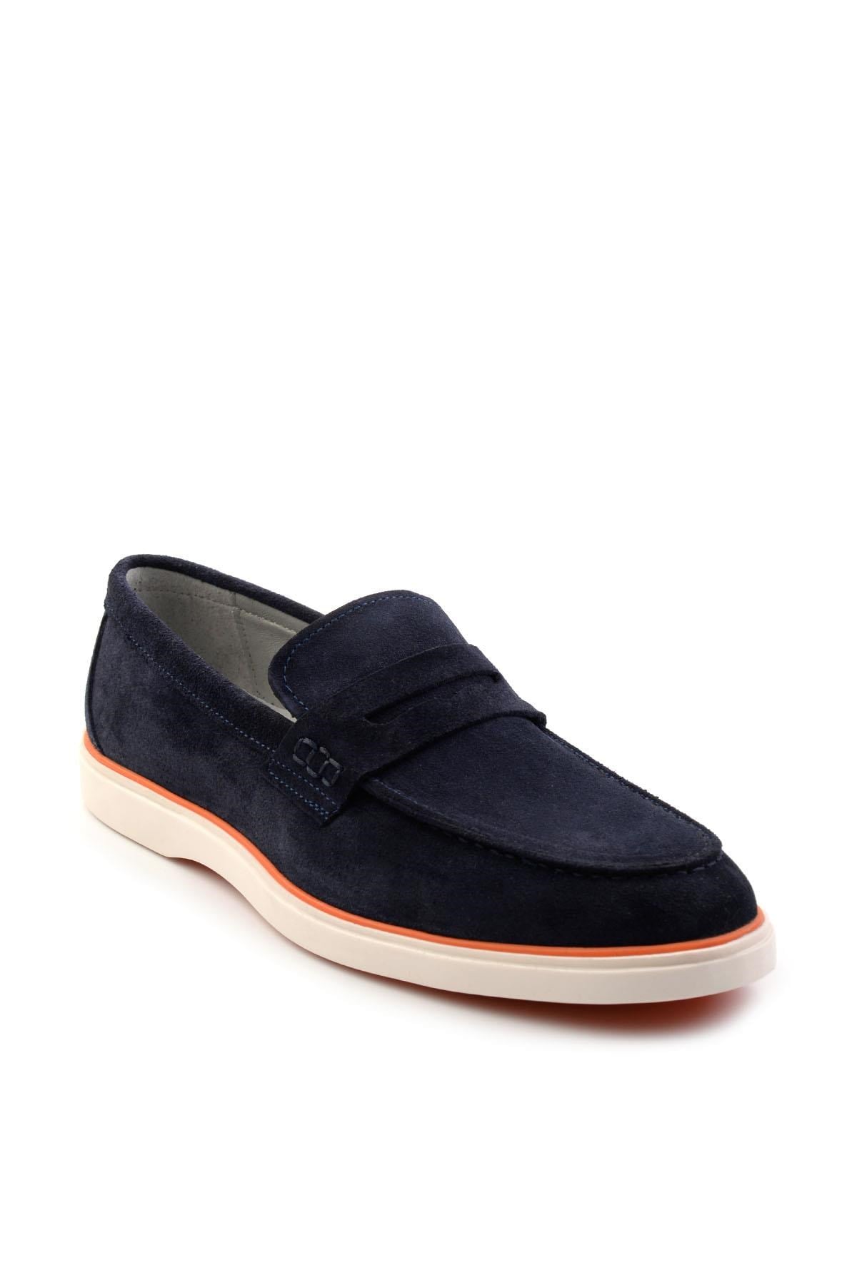 Lacivert Hakiki Deri Erkek Loafer Ayakkabı E01054184802