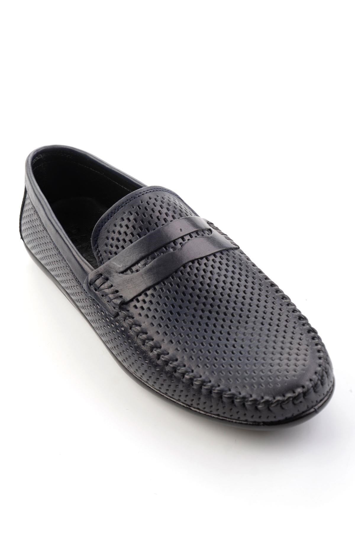 Lacivert Hakiki Deri Erkek Loafer Ayakkabı E01697033003