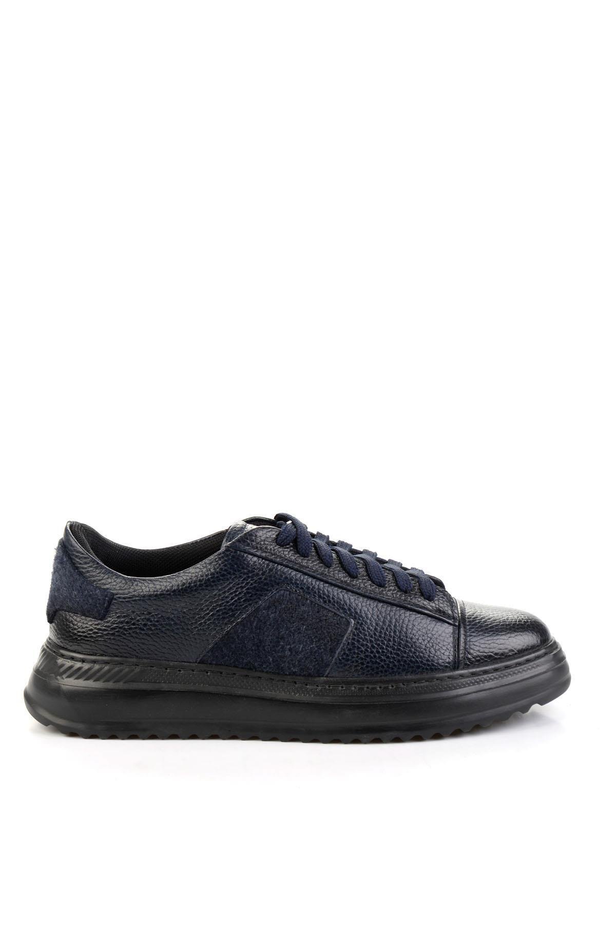 Lacivert Hakiki Deri Erkek Sneaker E01600121640