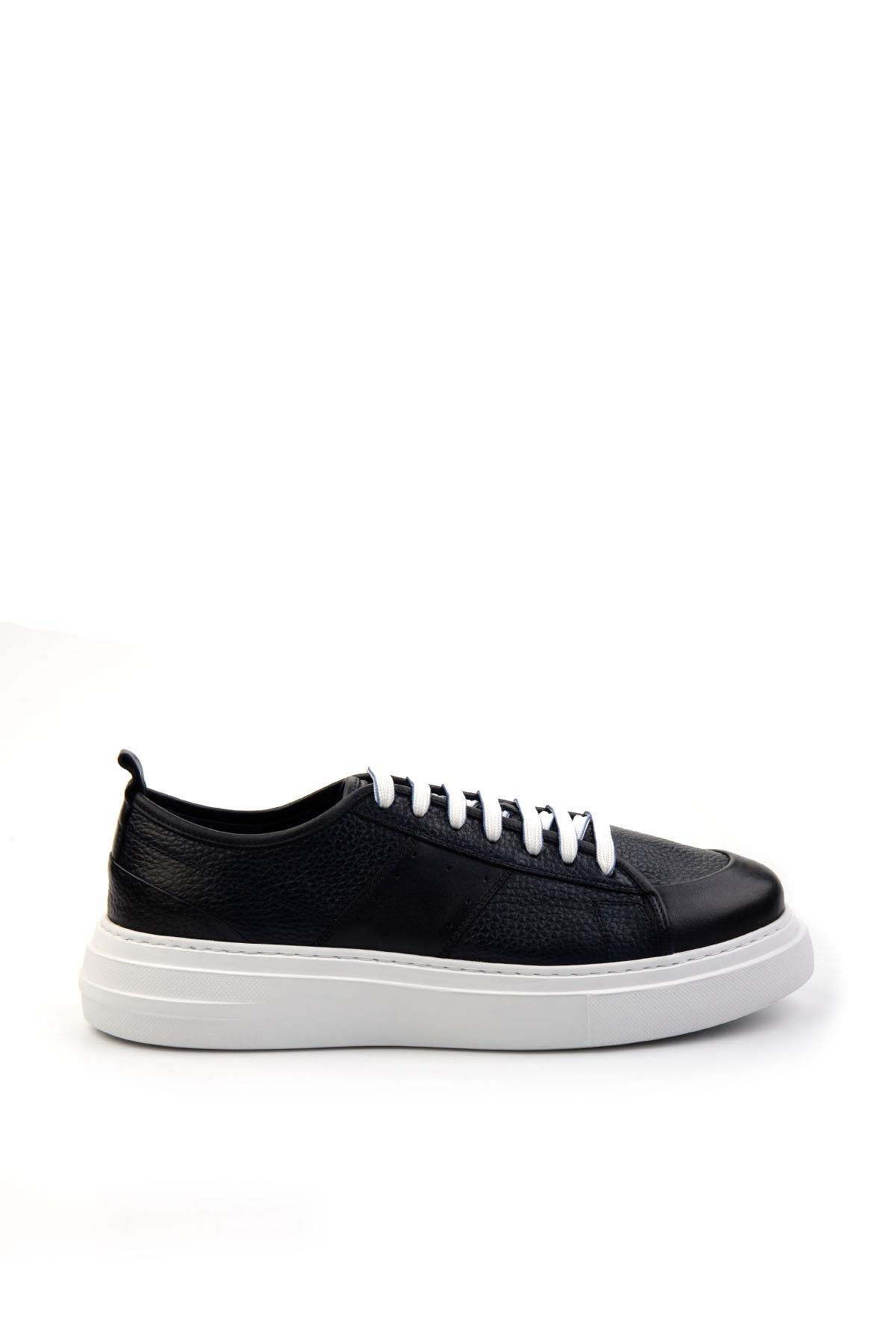 Lacivert Hakiki Deri Erkek Sneaker E01083018003
