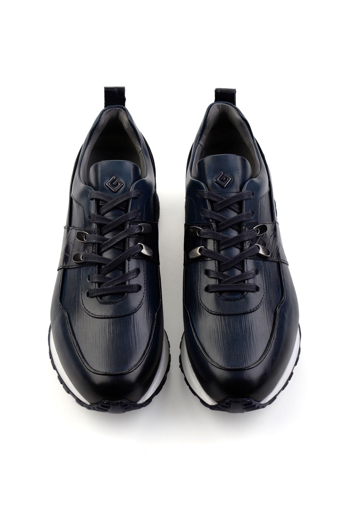 Lacivert Hakiki Deri Erkek Sneaker E01075616603
