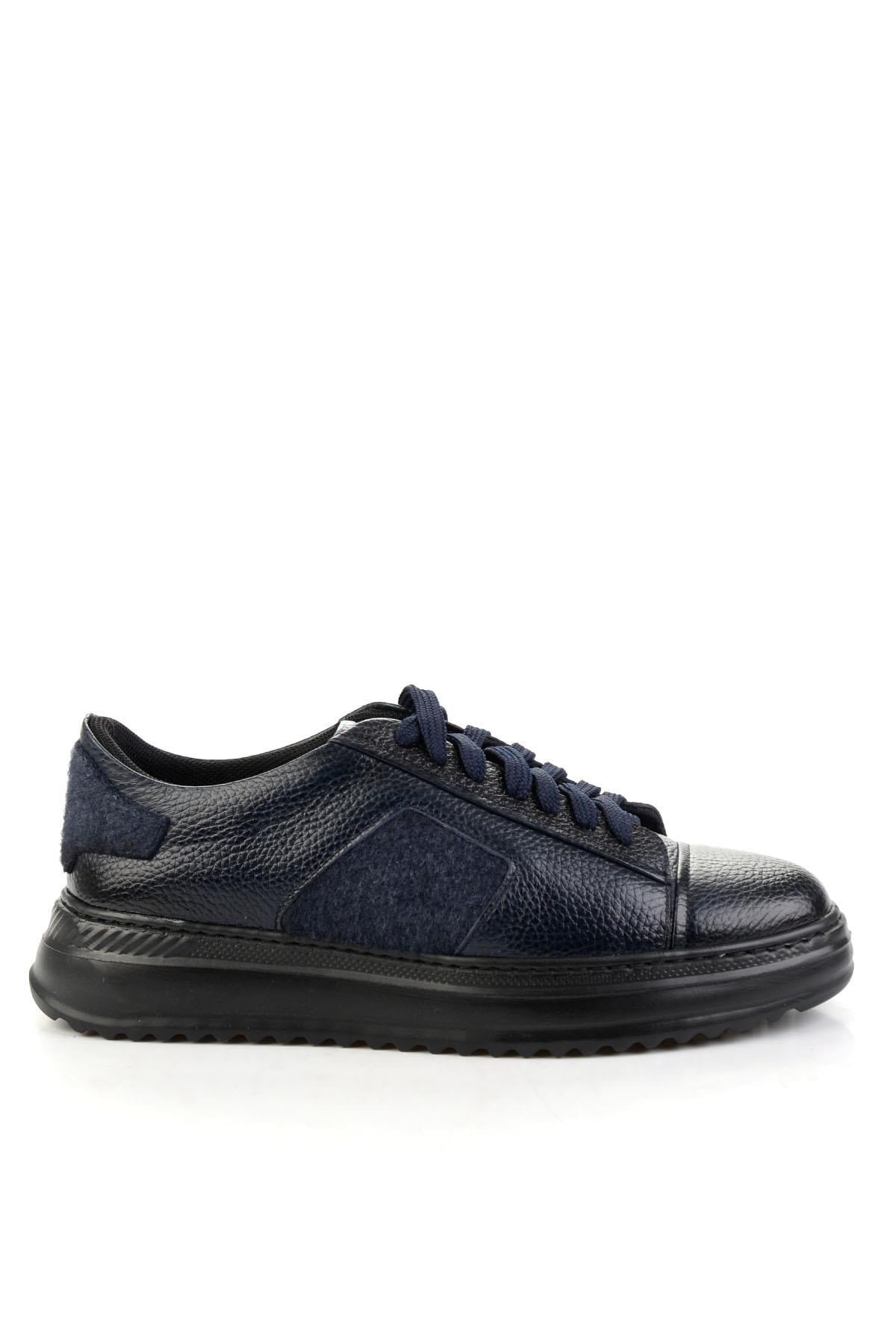 Lacivert Hakiki Deri Erkek Sneaker E01600121640