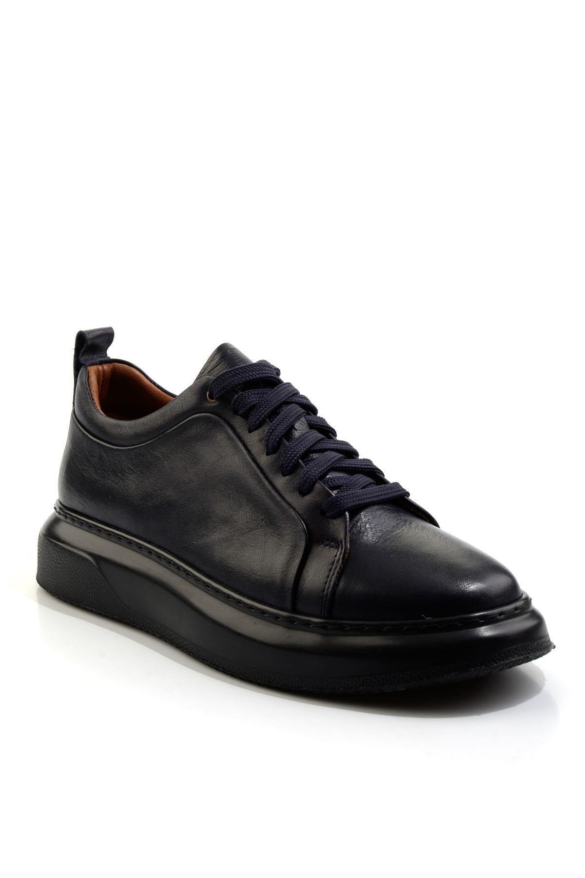 Lacivert Hakiki Deri Erkek Sneaker E01594315143
