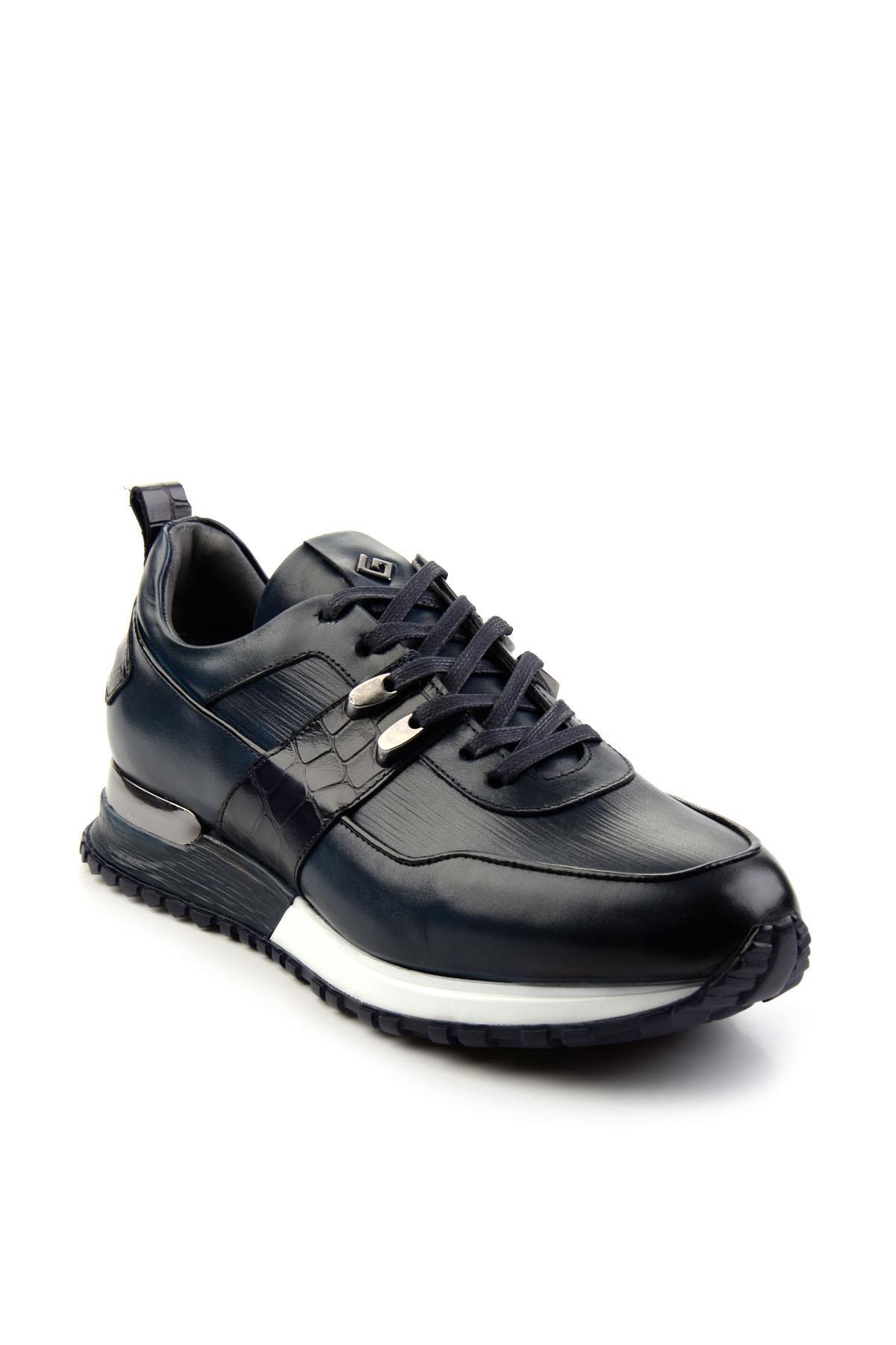 Lacivert Hakiki Deri Erkek Sneaker E01075616603