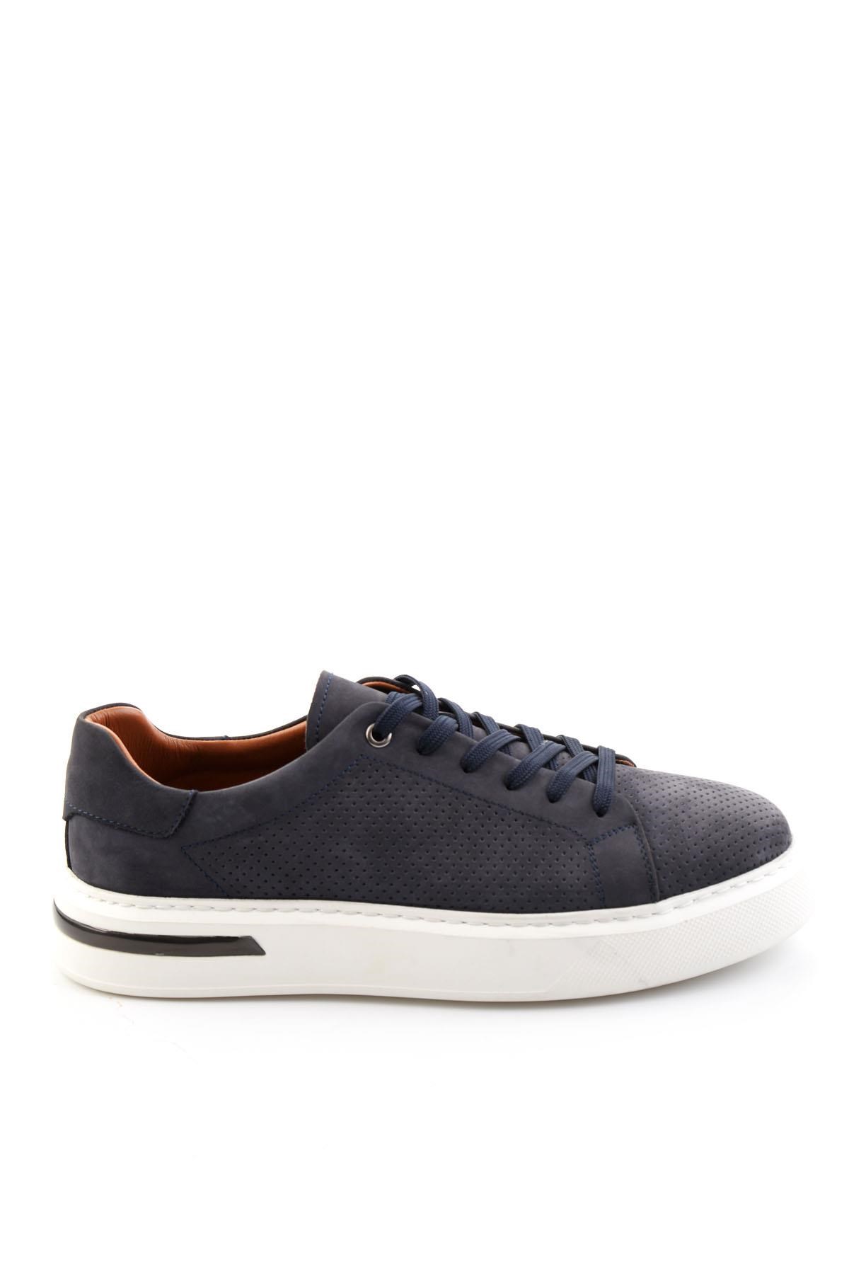 Lacivert Hakiki Deri Erkek Sneaker E01396200701