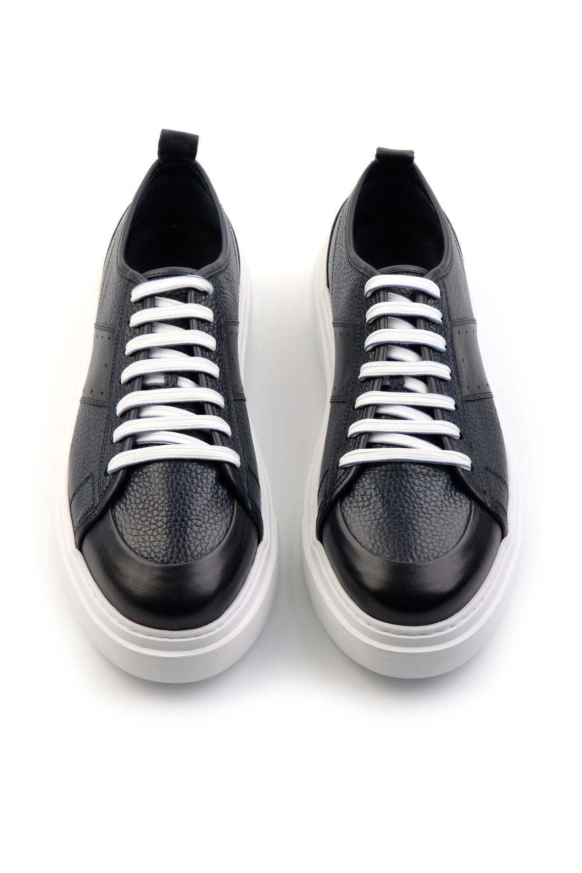 Lacivert Hakiki Deri Erkek Sneaker E01083018003