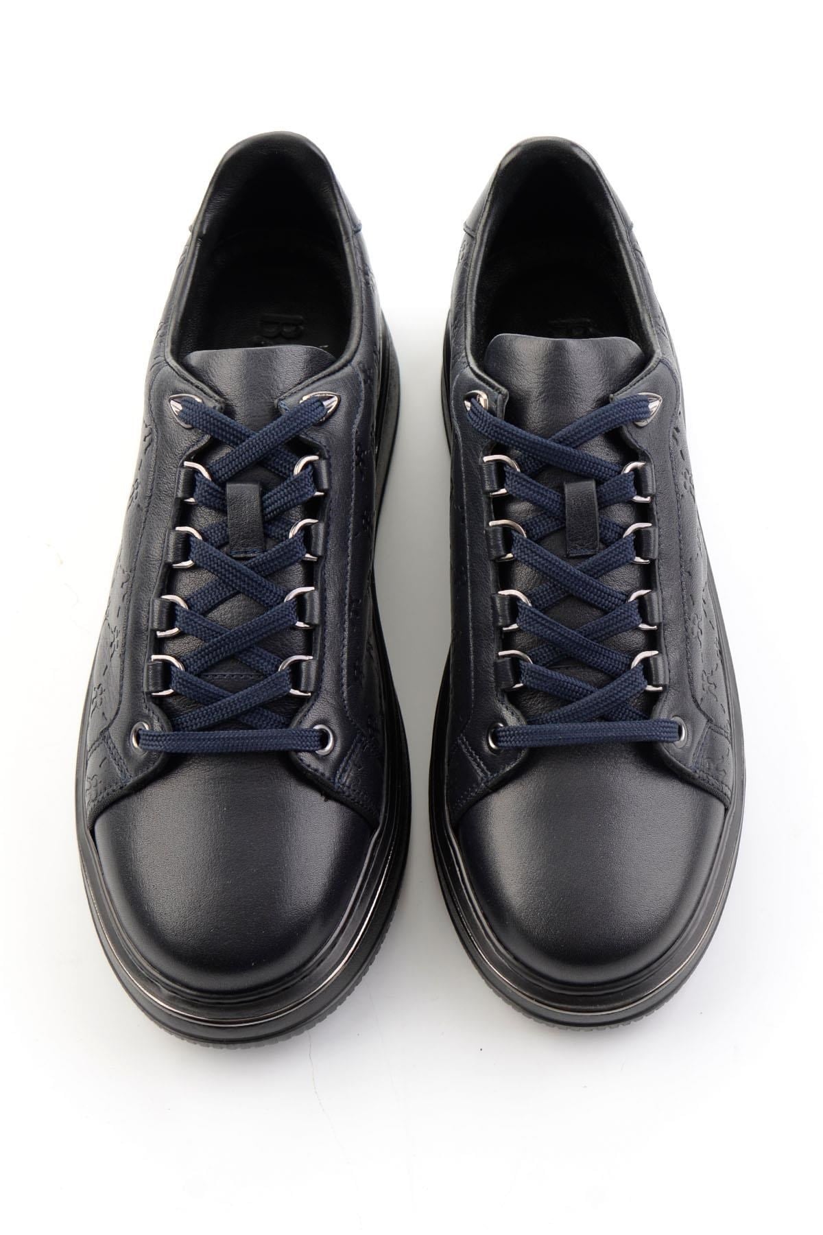 Lacivert Hakiki Deri Erkek Sneaker E01398023103
