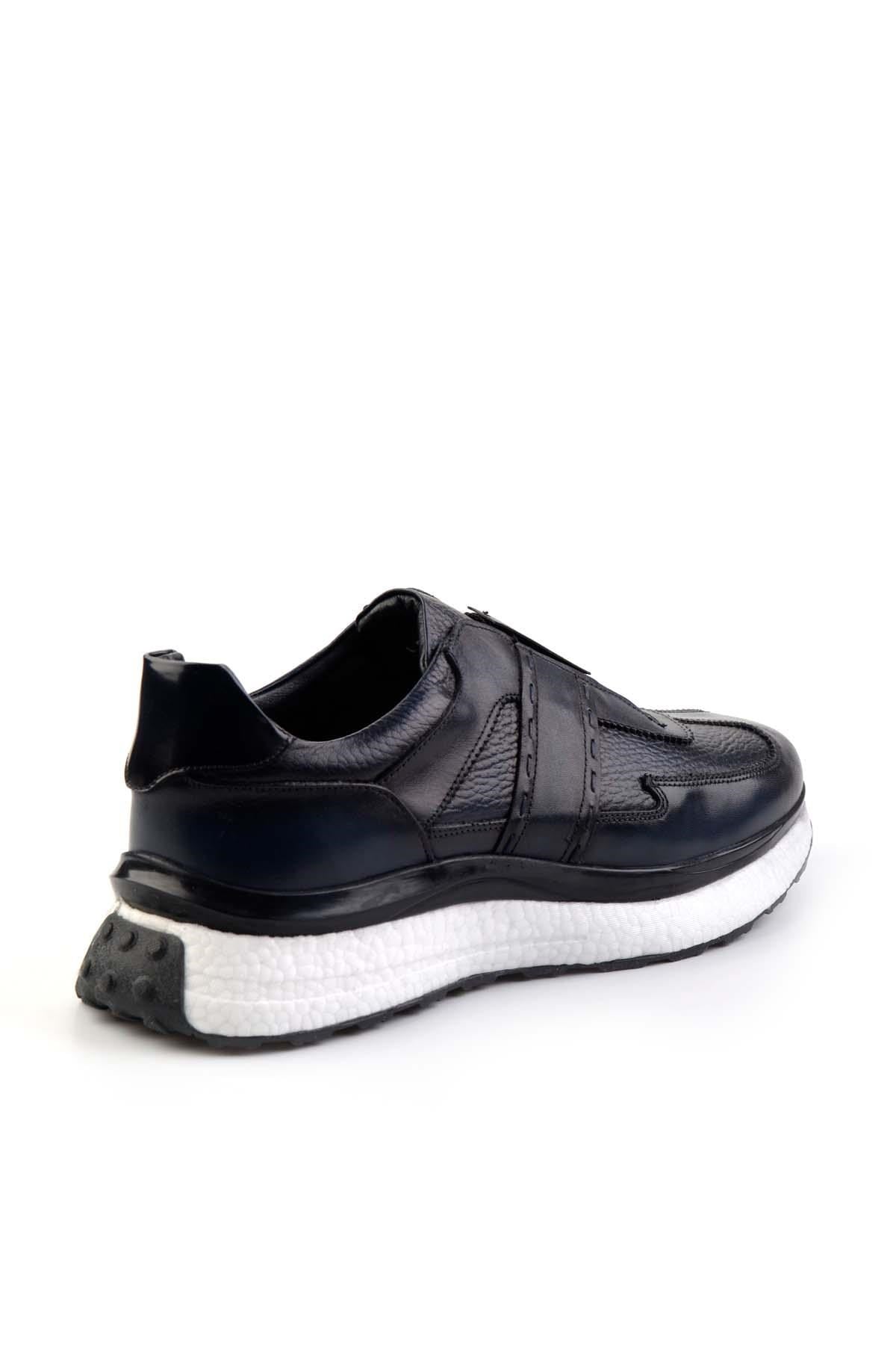 Lacivert Hakiki Deri Erkek Sneaker E01310116041