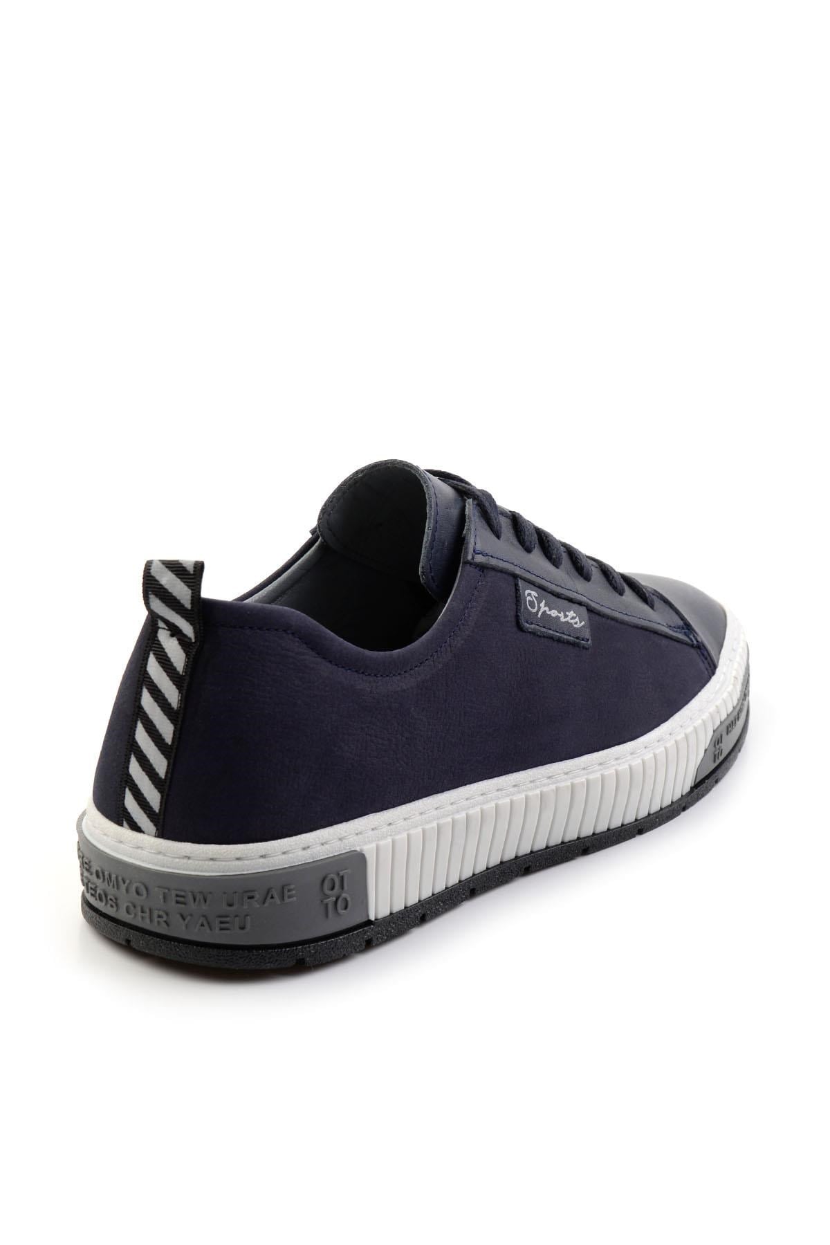 Lacivert Hakiki Deri Erkek Sneaker E01018033543