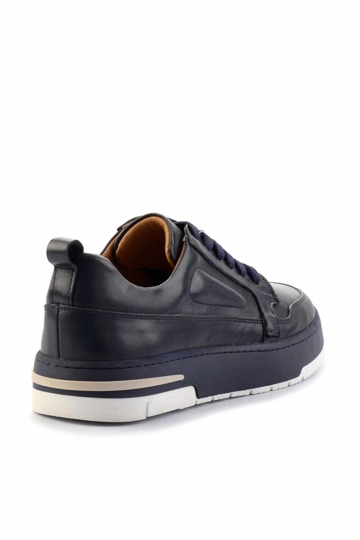 Lacivert Hakiki Deri Erkek Sneaker E01463410603