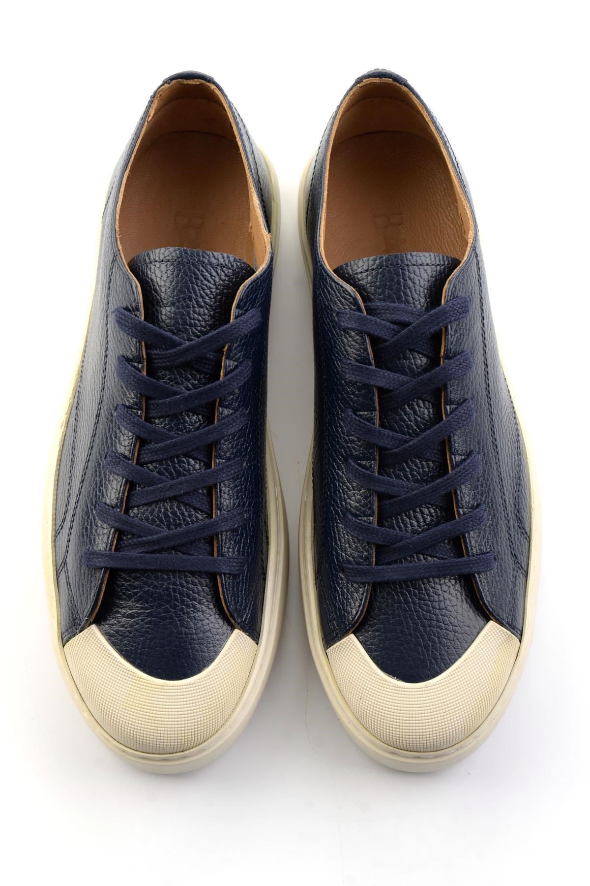 Lacivert Hakiki Deri Erkek Sneaker E01549003440