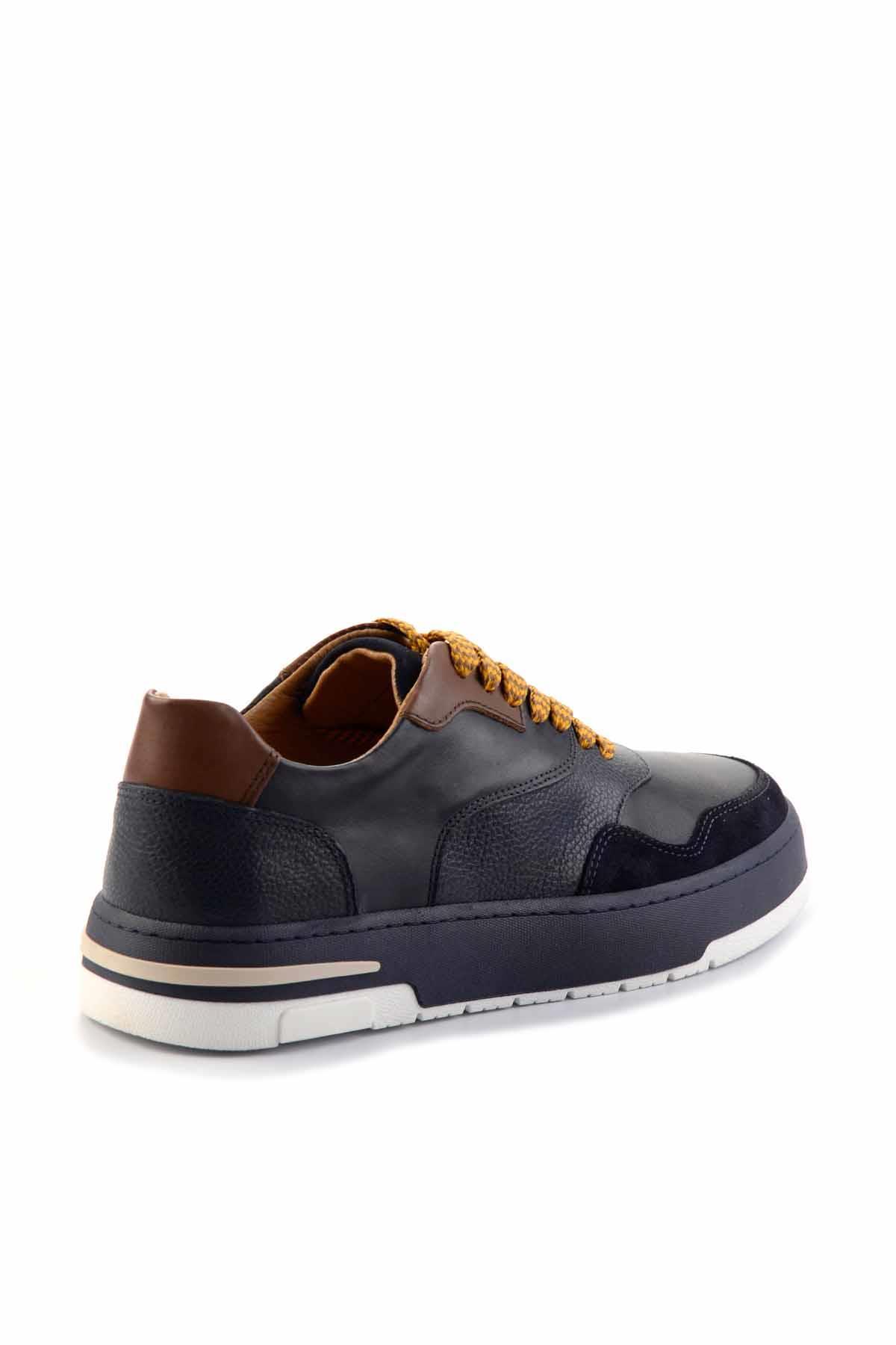 Lacivert Hakiki Deri Erkek Sneaker E01463410703