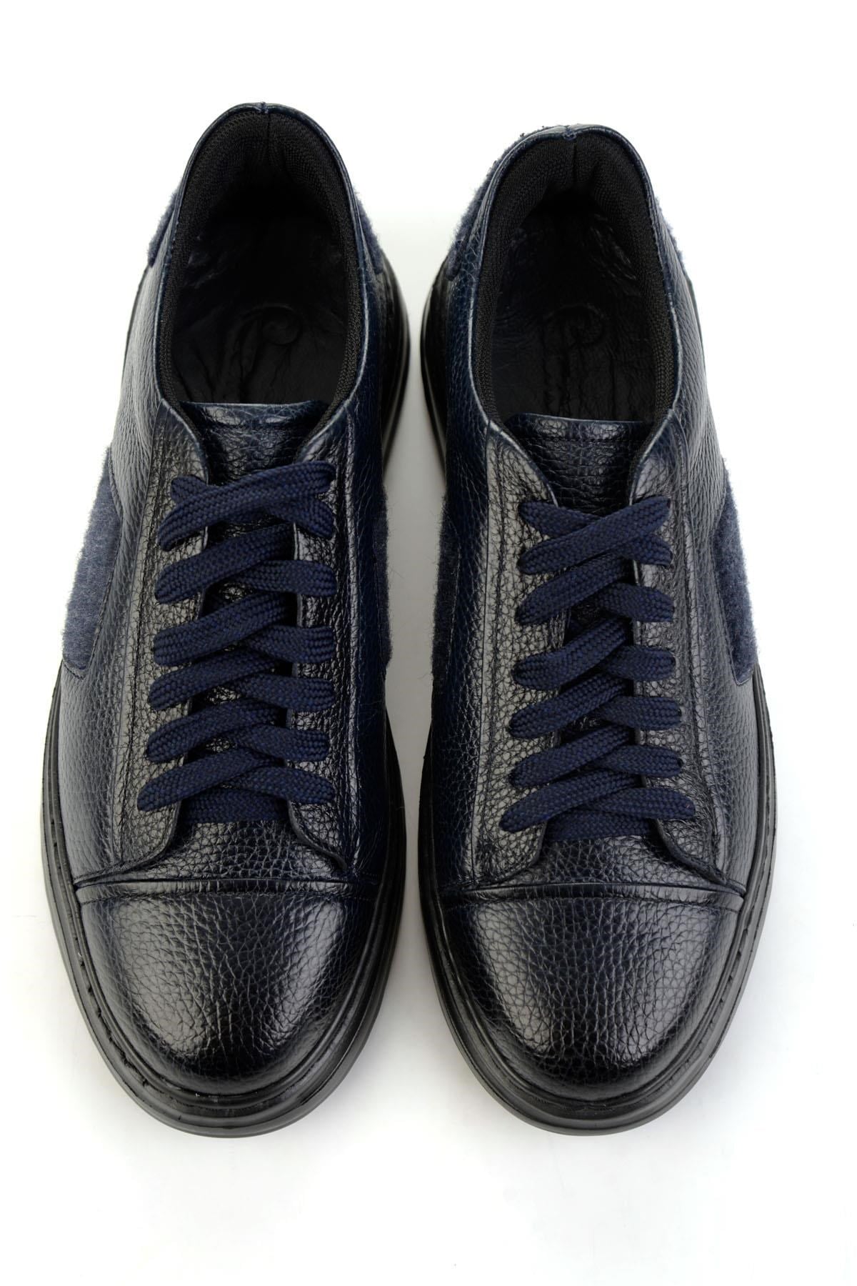 Lacivert Hakiki Deri Erkek Sneaker E01600121640