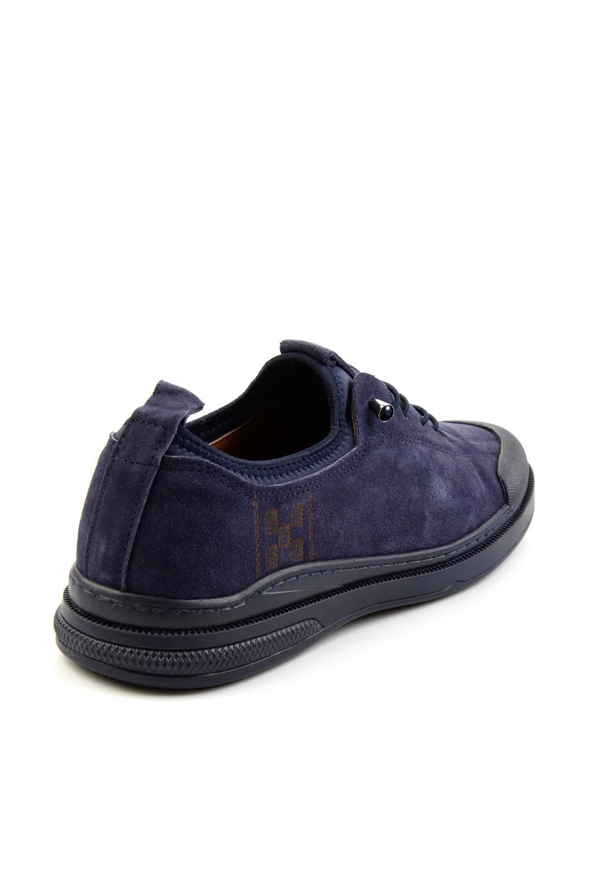 Lacivert Hakiki Deri Erkek Sneaker E01084240802
