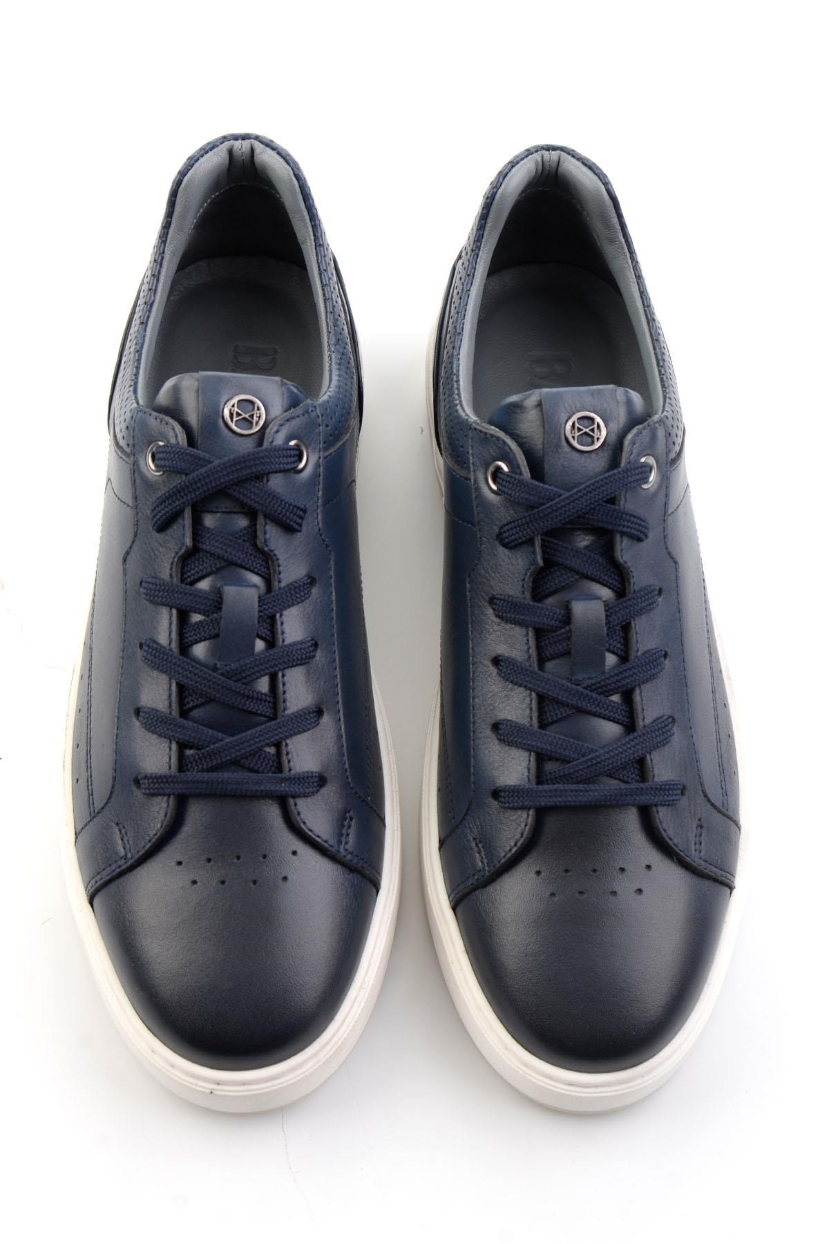 Lacivert Hakiki Deri Erkek Sneaker E01398008743
