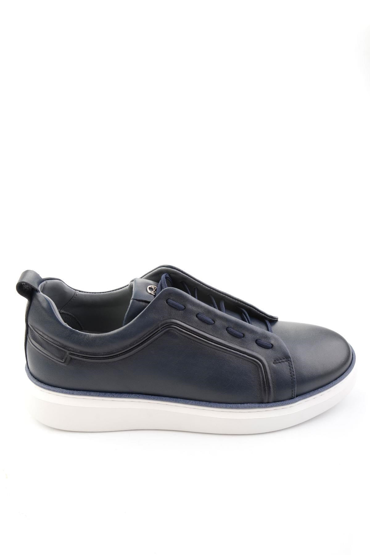 Lacivert Hakiki Deri Erkek Sneaker E01398028043