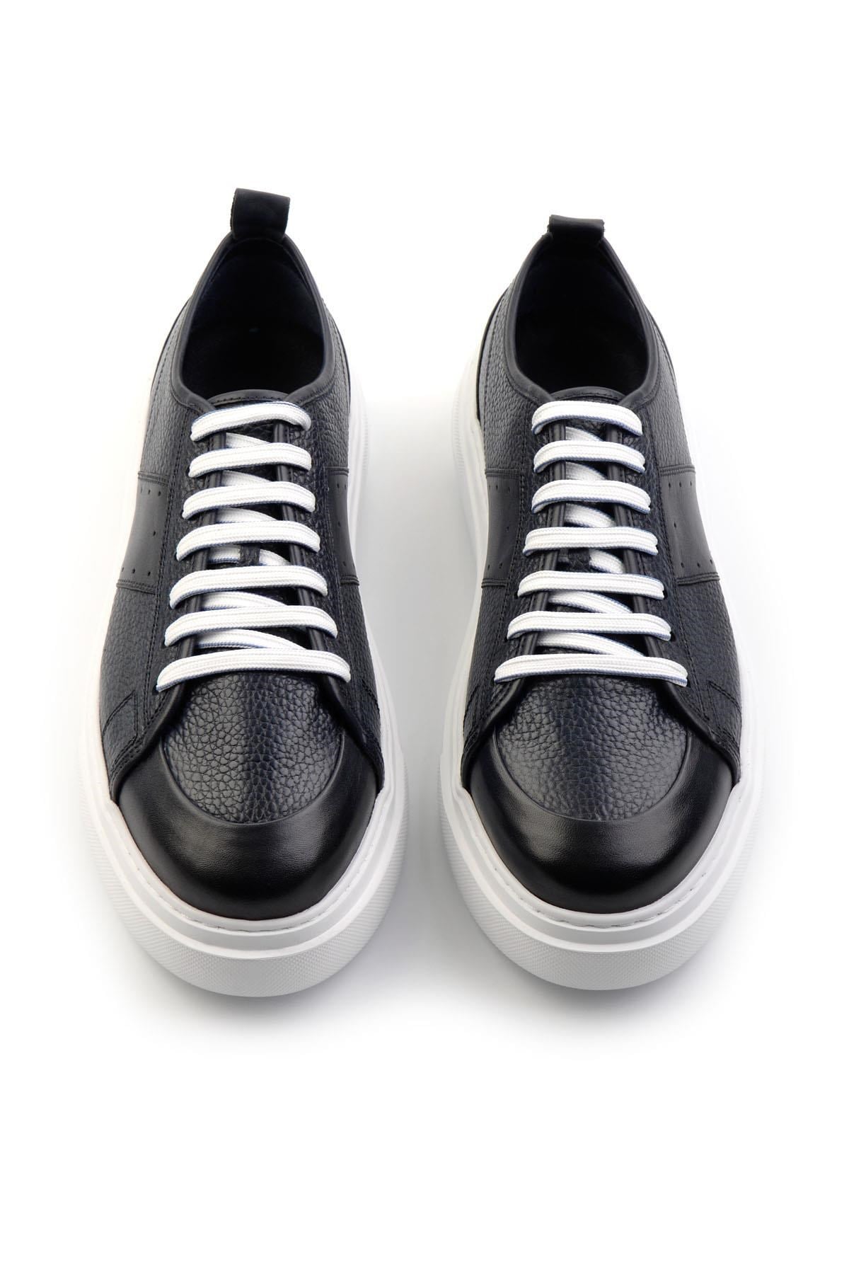 Lacivert Hakiki Deri Erkek Sneaker E01083018003