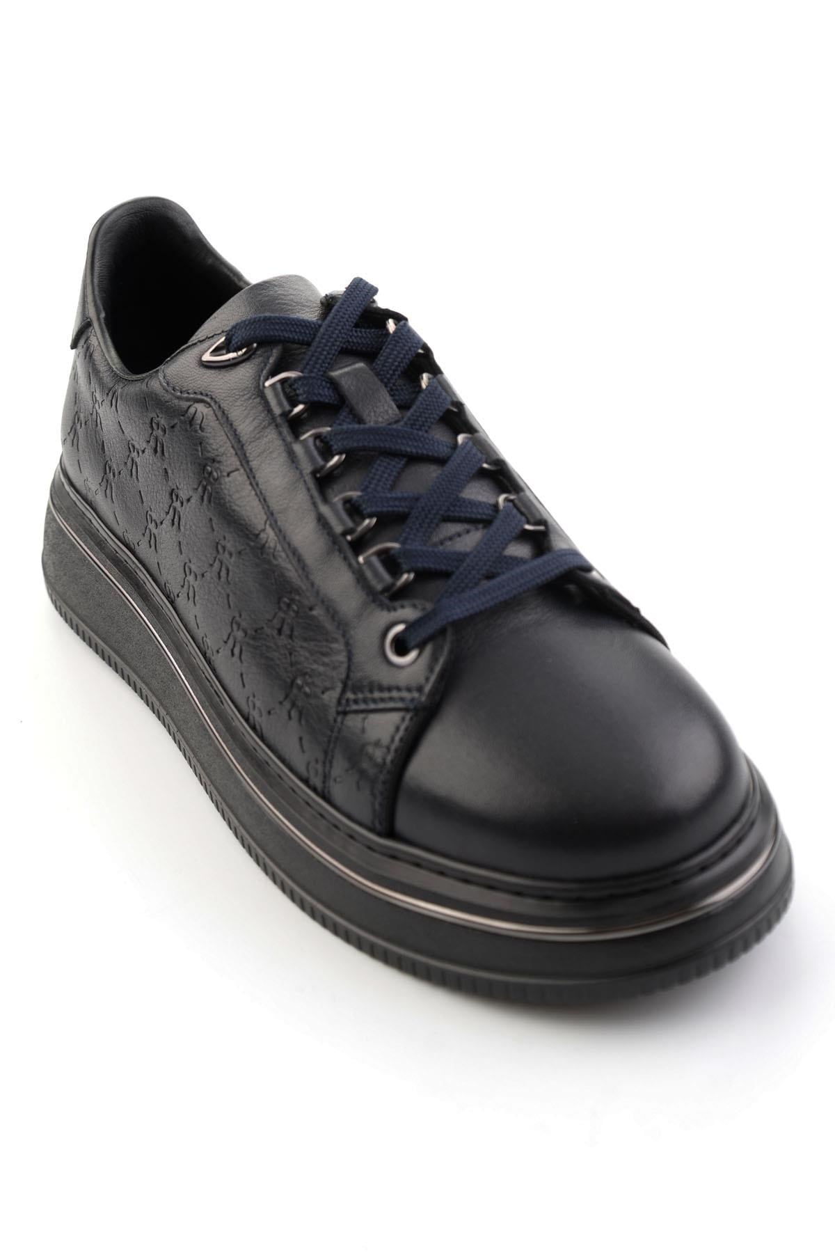 Lacivert Hakiki Deri Erkek Sneaker E01398023103