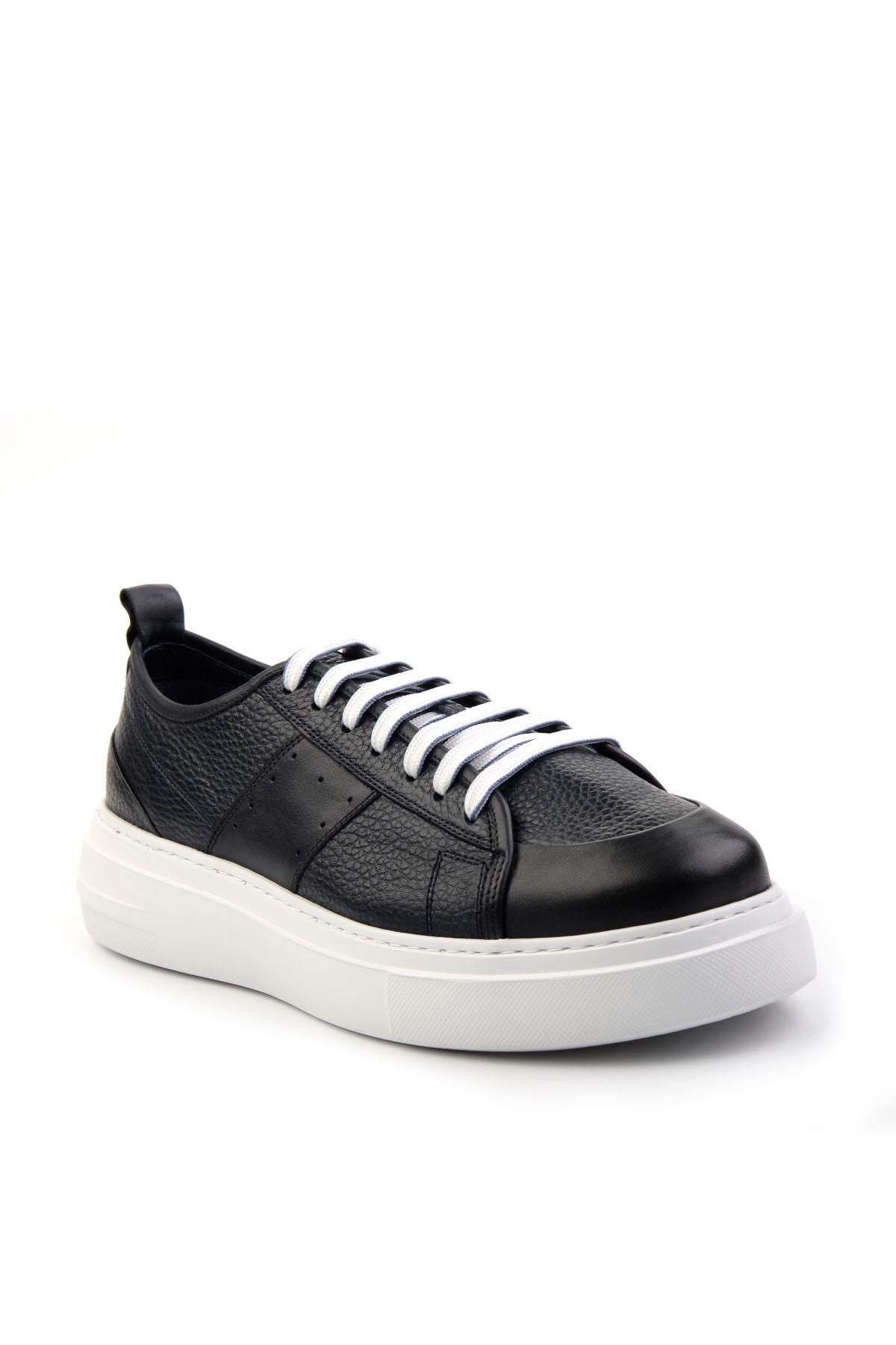 Lacivert Hakiki Deri Erkek Sneaker E01083018003