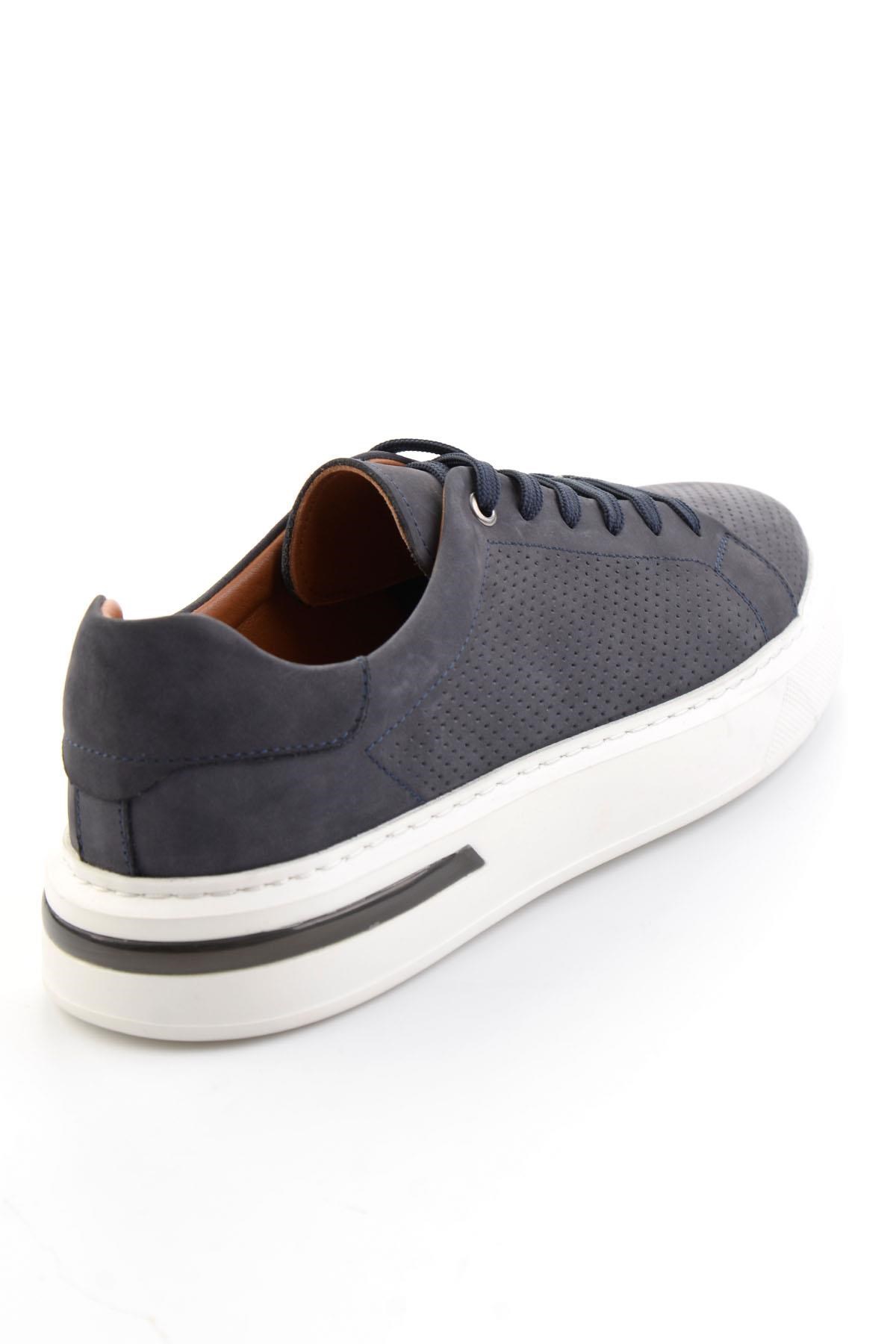 Lacivert Hakiki Deri Erkek Sneaker E01396200701