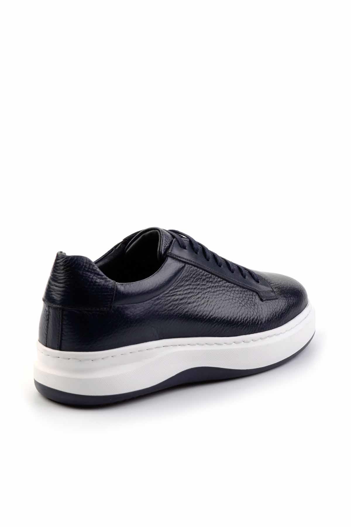 Lacivert Hakiki Deri Erkek Sneaker E01310117640